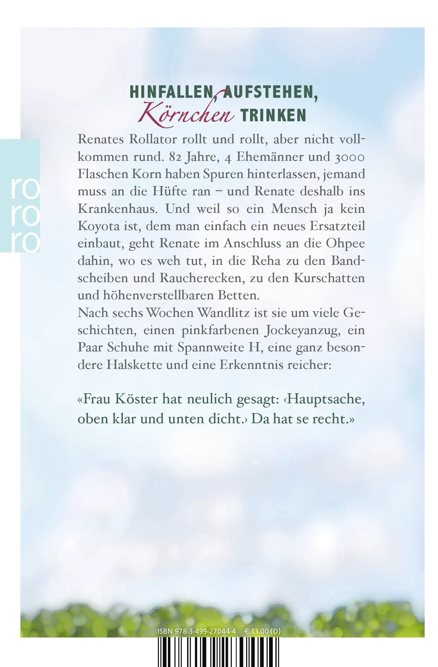 Buchrückseite von 'Das bisschen Hüfte, meine Güte' mit Klappentext - Taschenbuch