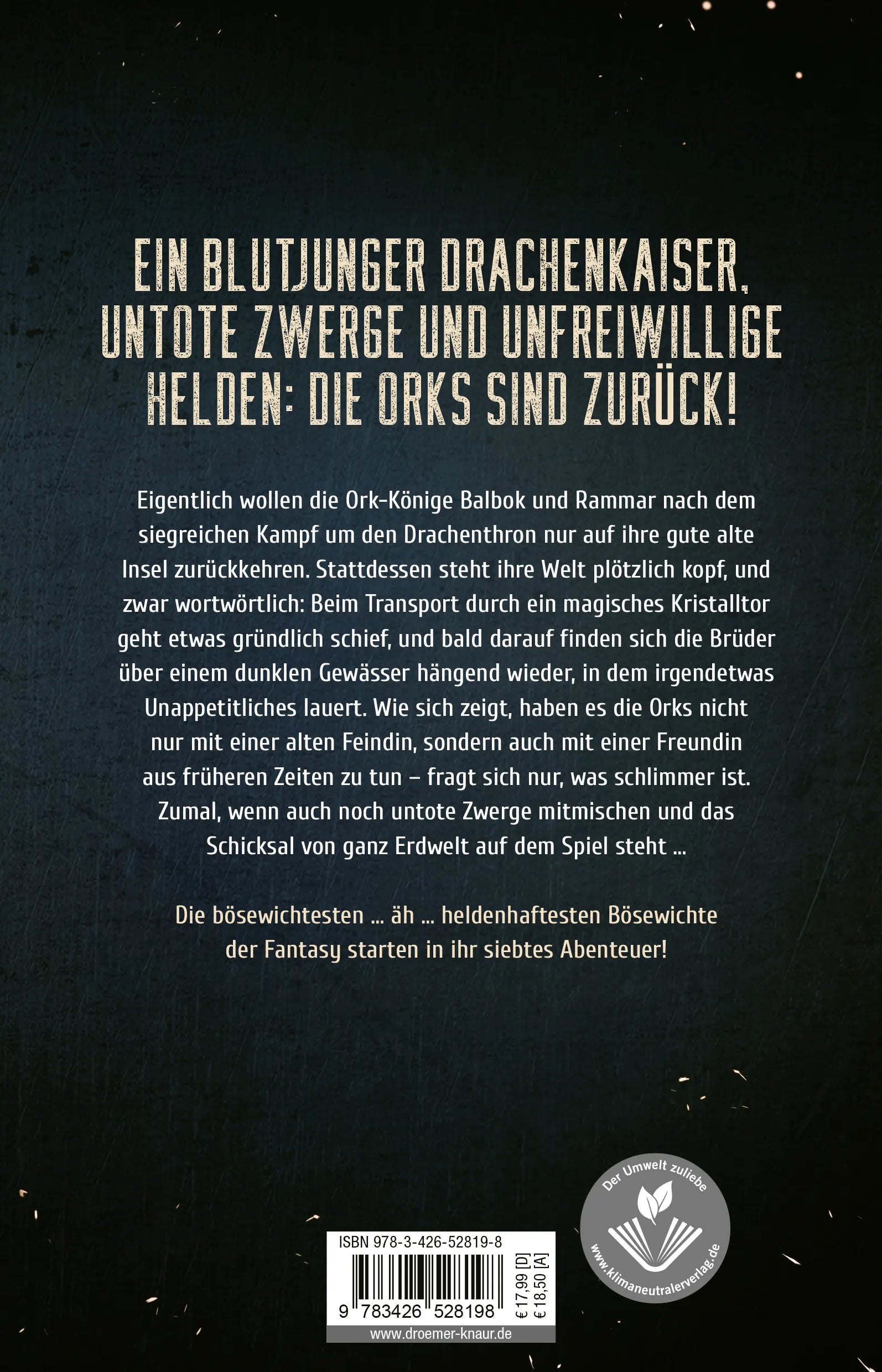 Buchrückseite von 'Das Blut der Orks' mit Klappentext - Paperback