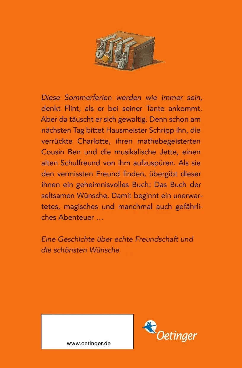 Buchrückseite von 'Das Buch der seltsamen Wünsche 1' mit Klappentext - Taschenbuch