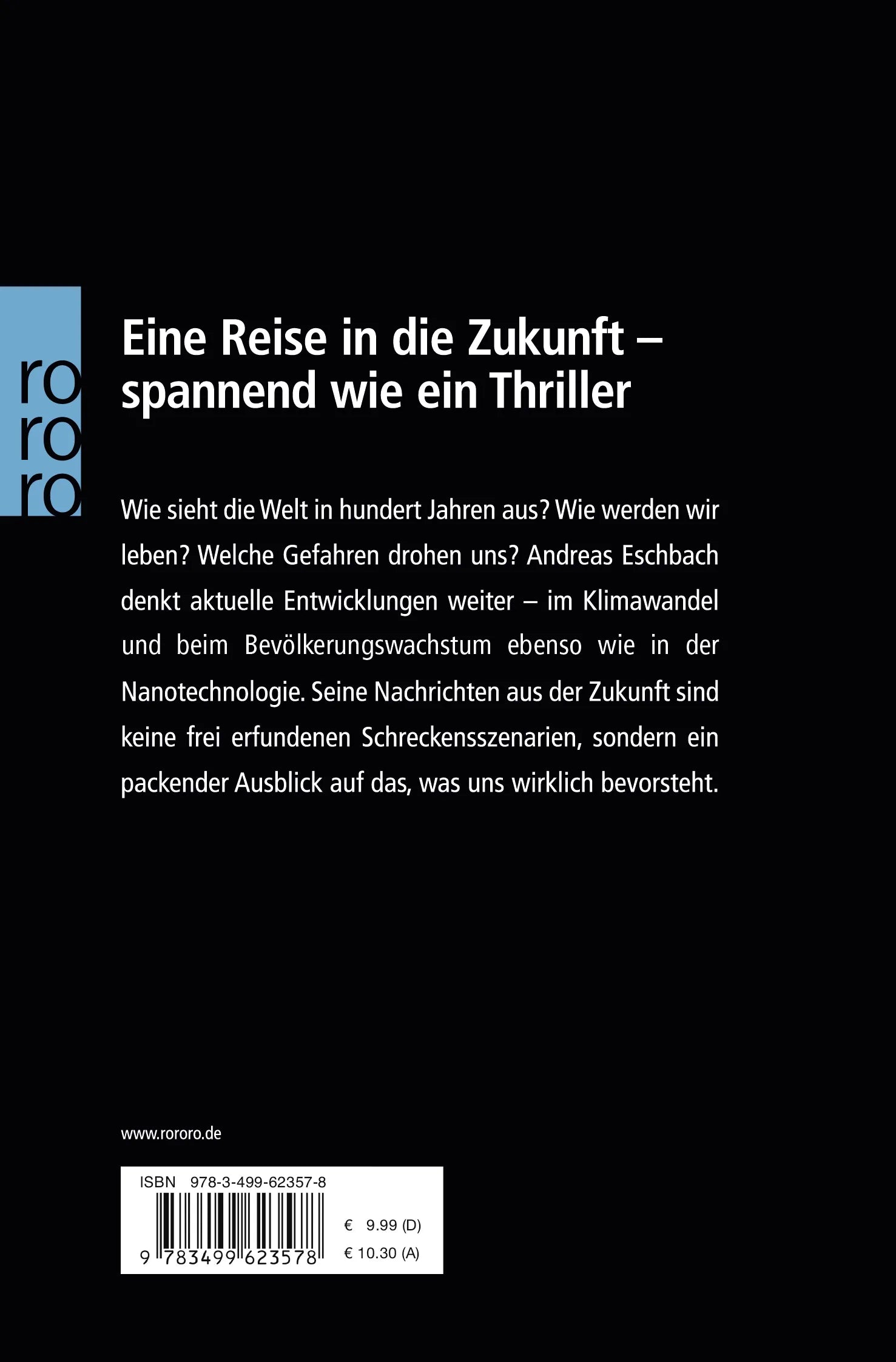 Buchrückseite von 'Das Buch der Zukunft' mit Klappentext - Taschenbuch