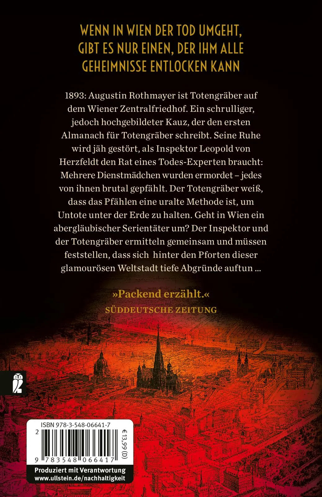 Buchrückseite von 'Das Buch des Totengräbers' mit Klappentext - Taschenbuch