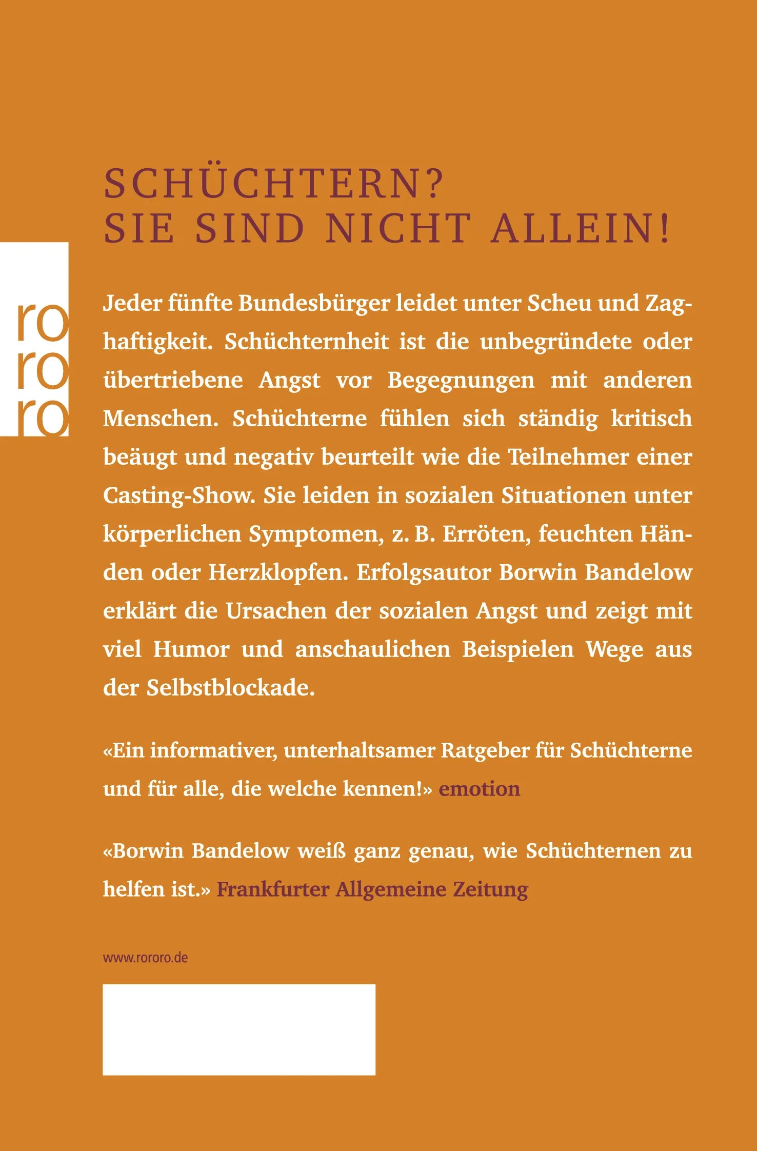 Buchrückseite von 'Das Buch für Schüchterne' mit Klappentext - Taschenbuch