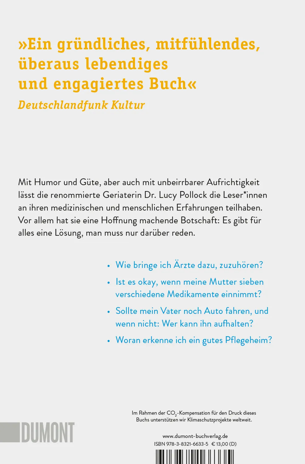 Buchrückseite von 'Das Buch über das Älterwerden' mit Klappentext - Taschenbuch