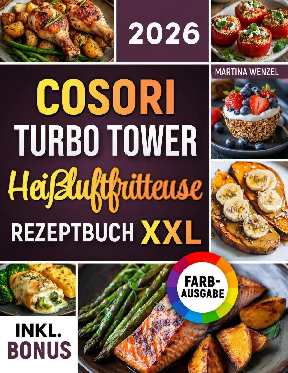 Cover: Das COSORI Turbo Tower Heißluftfritteuse Rezeptbuch XXL (E-Book) von Martina Wenzel