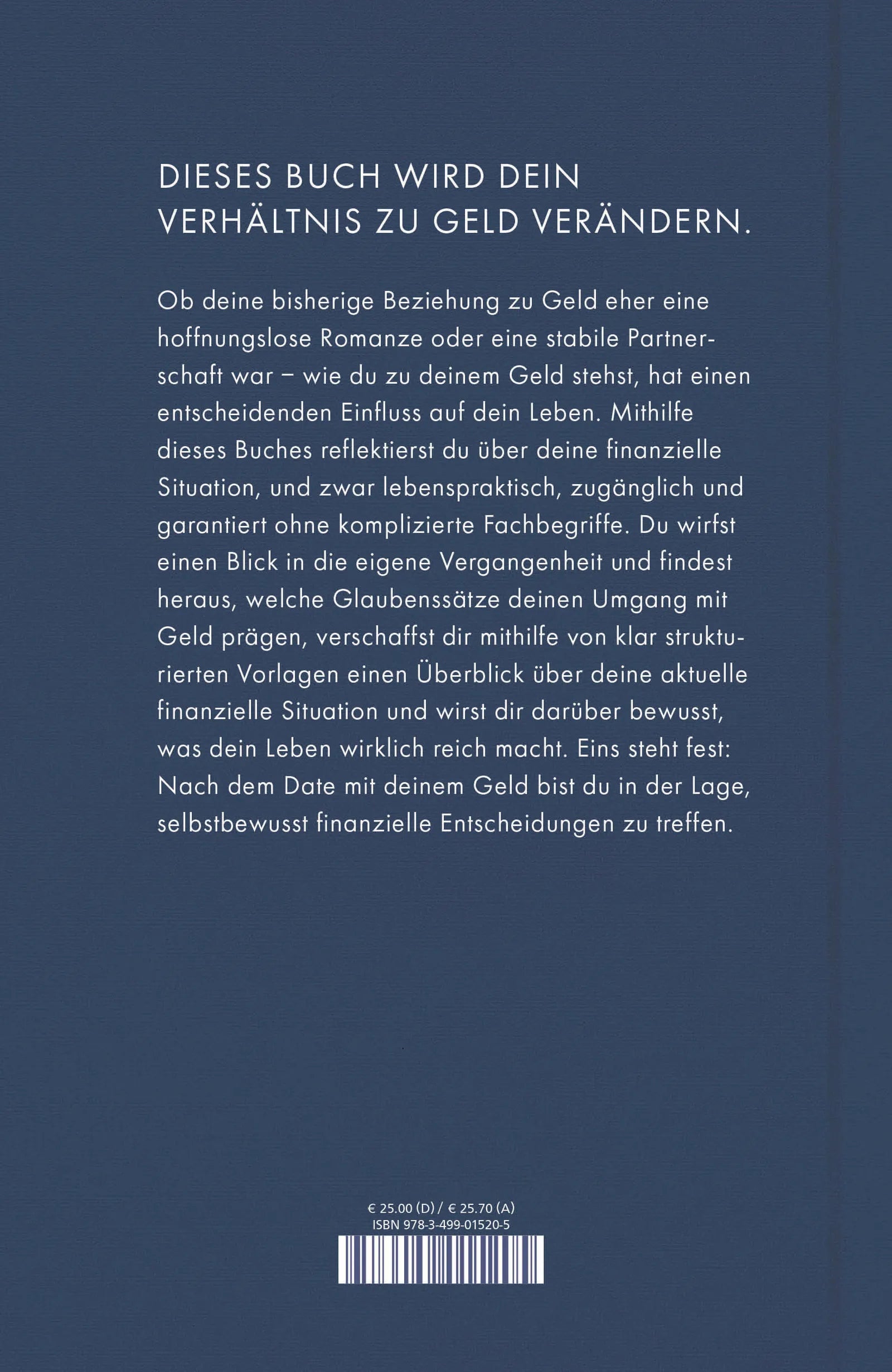 Buchrückseite von 'Das Date mit deinem Geld' mit Klappentext - Gebundene Ausgabe