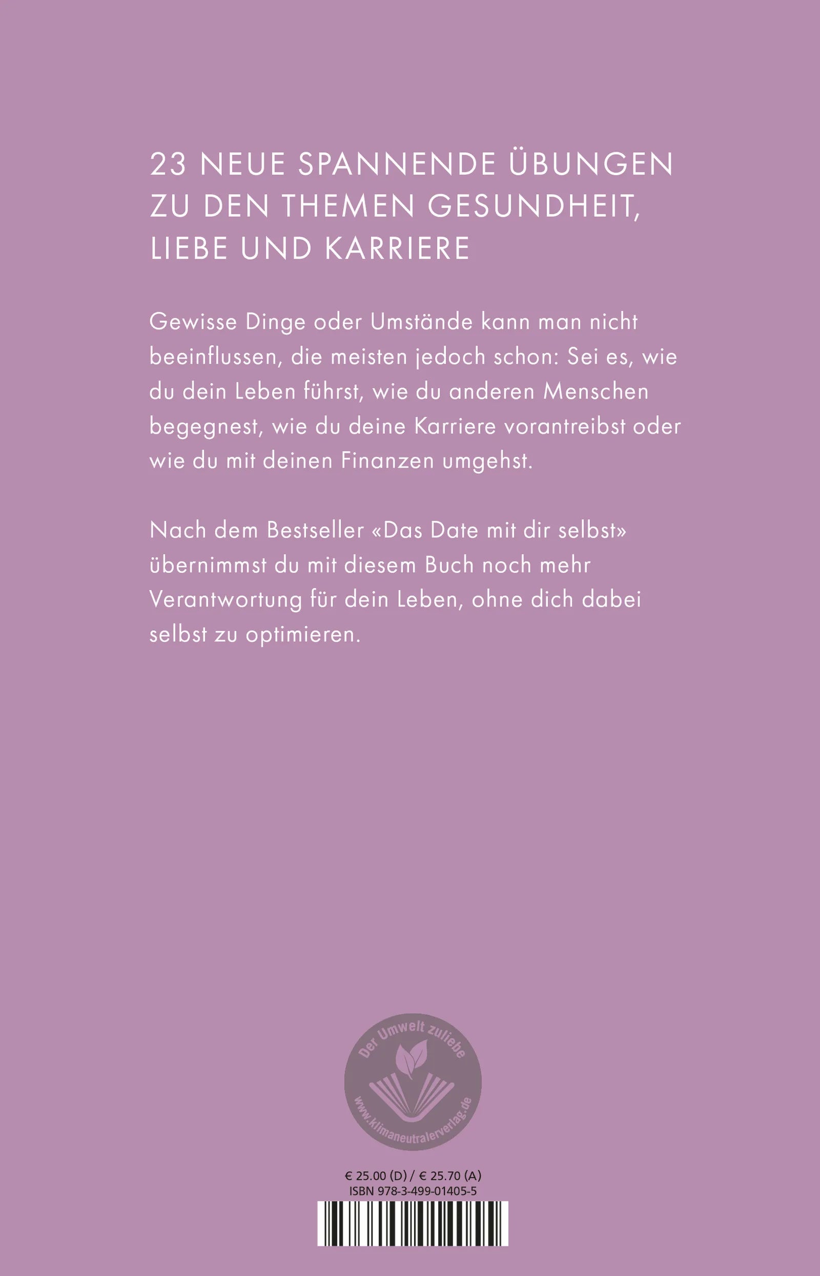 Buchrückseite von 'Das Date mit dir selbst – Deeptalk' mit Klappentext - Gebundene Ausgabe