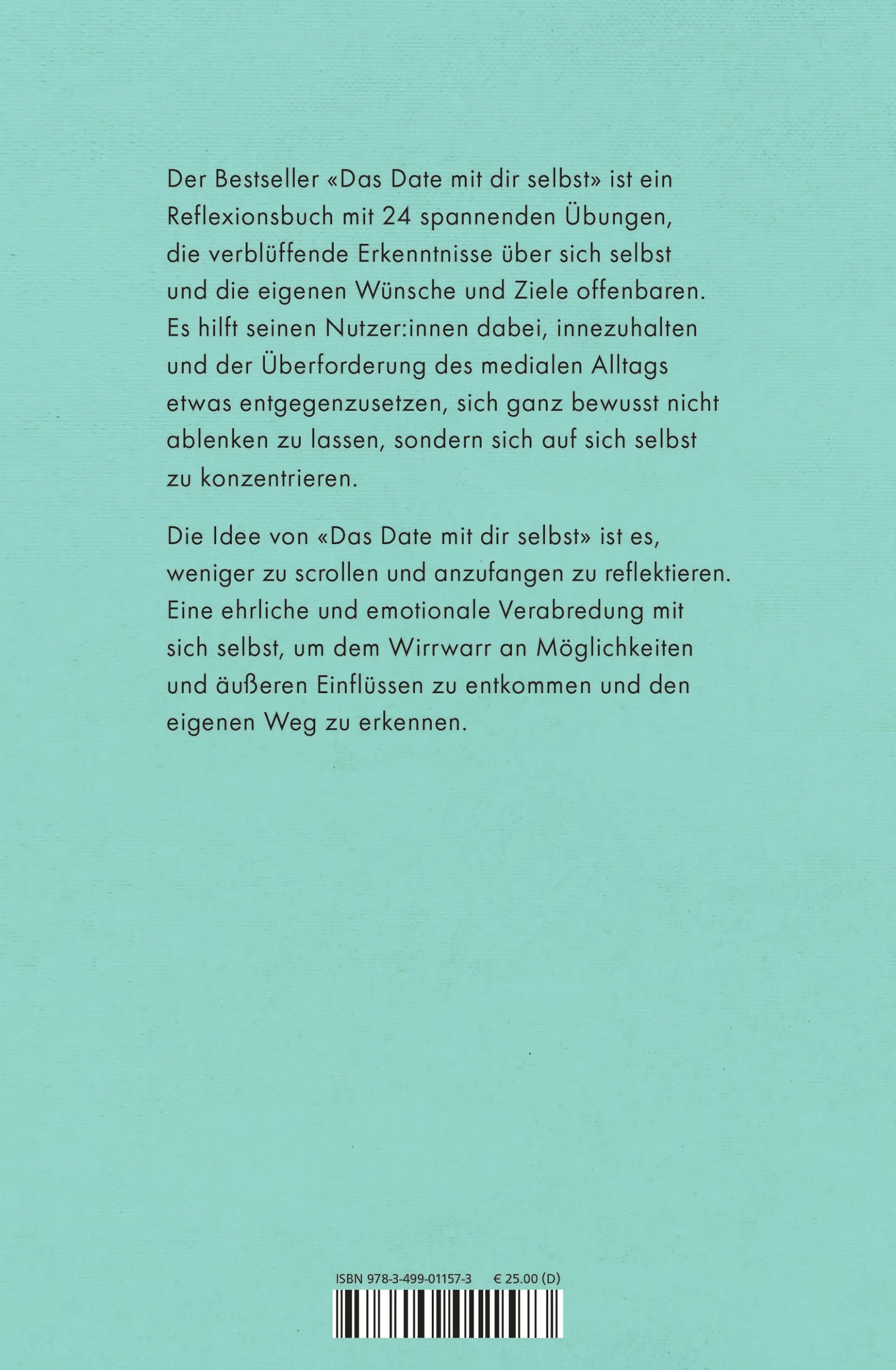 Buchrückseite von 'Das Date mit dir selbst' mit Klappentext - Gebundene Ausgabe