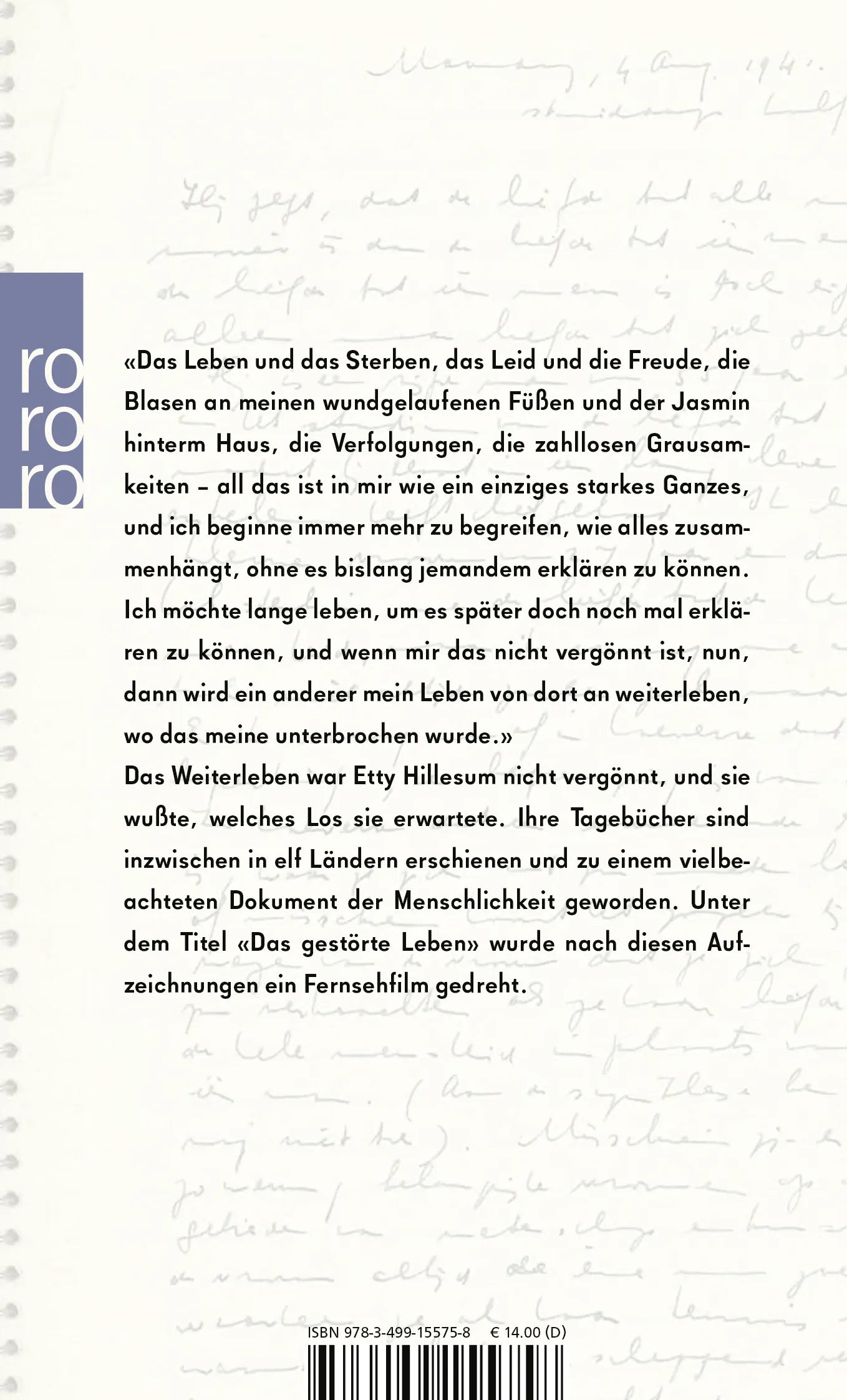 Buchrückseite von 'Das denkende Herz' mit Klappentext - Taschenbuch