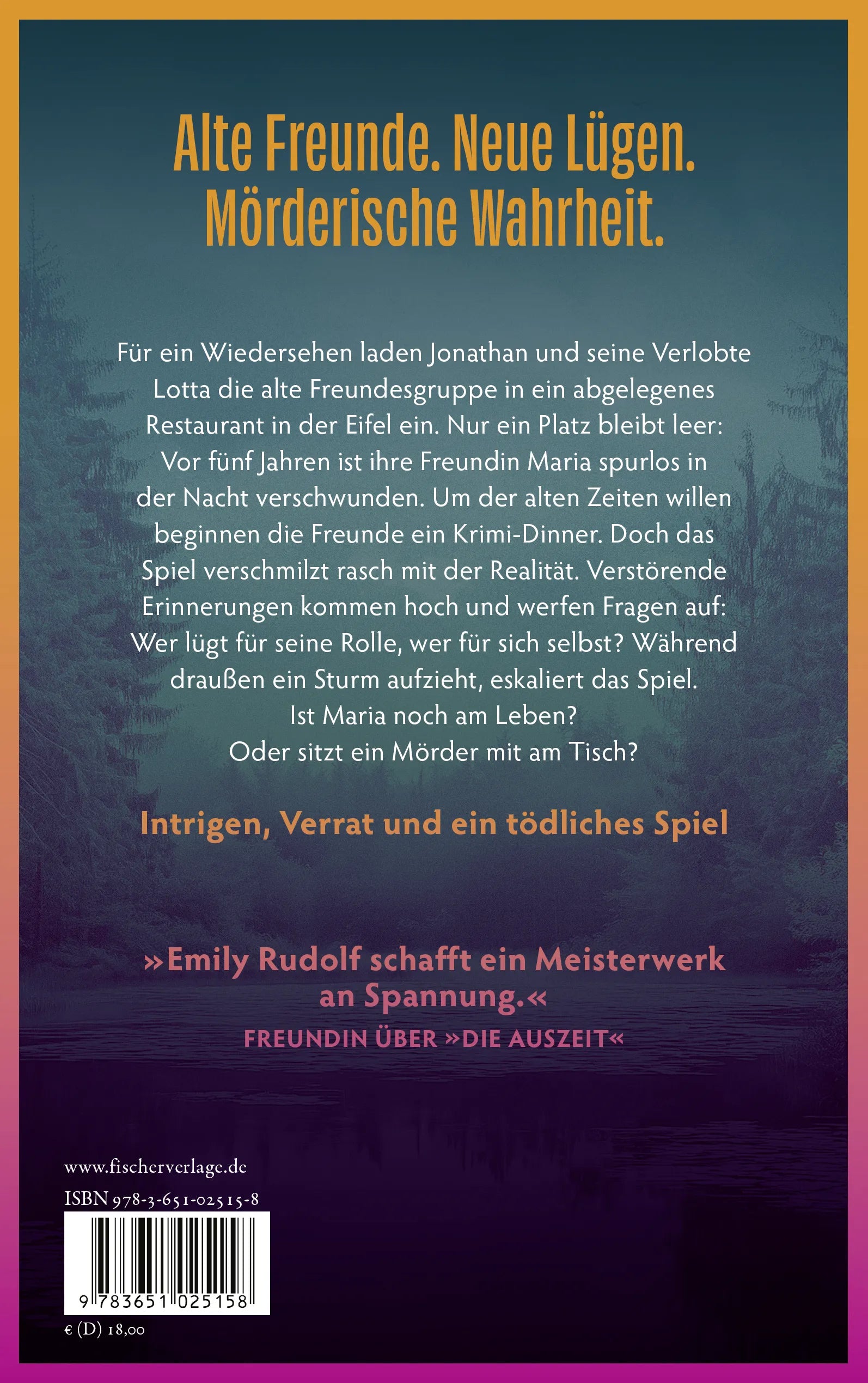 Buchrückseite von 'Das Dinner – Alle am Tisch sind gute Freunde. Oder?' mit Klappentext - Paperback