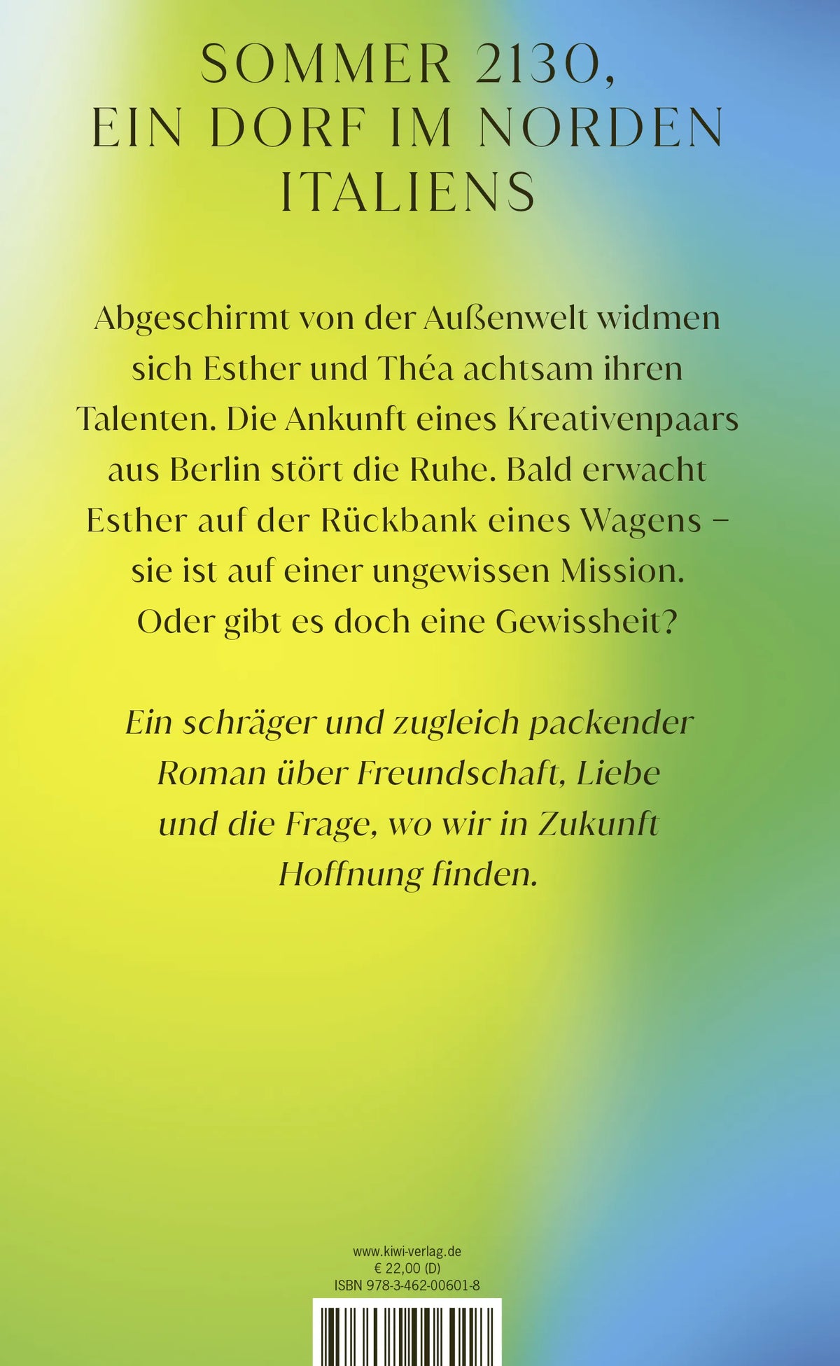 Buchrückseite von 'Das Ende ist beruhigend' mit Klappentext - Gebundene Ausgabe