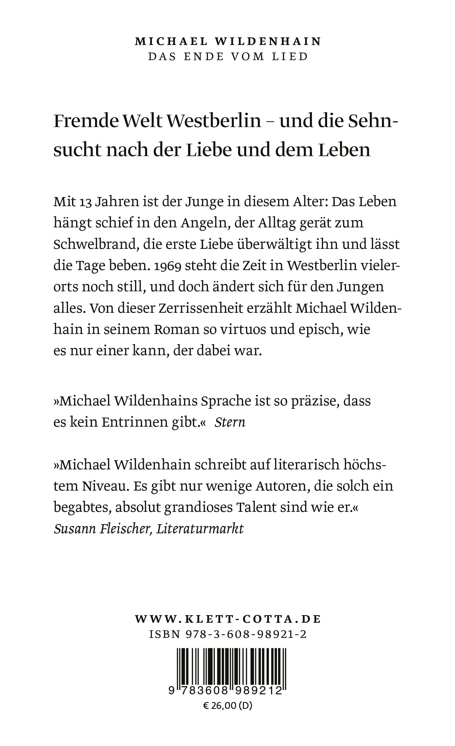 Buchrückseite von 'Das Ende vom Lied' mit Klappentext - Gebundene Ausgabe