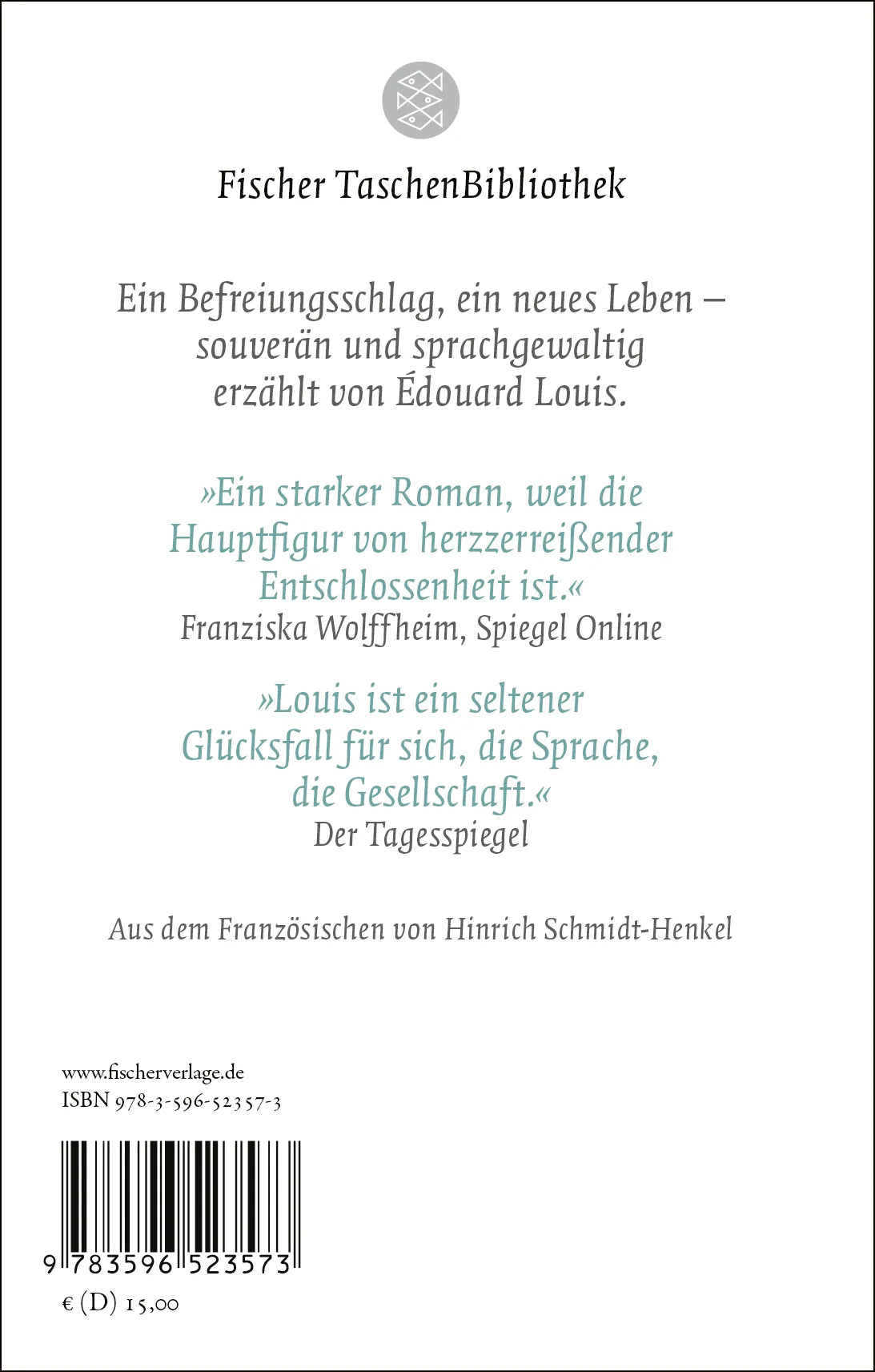 Buchrückseite von 'Das Ende von Eddy' mit Klappentext - Gebundene Ausgabe