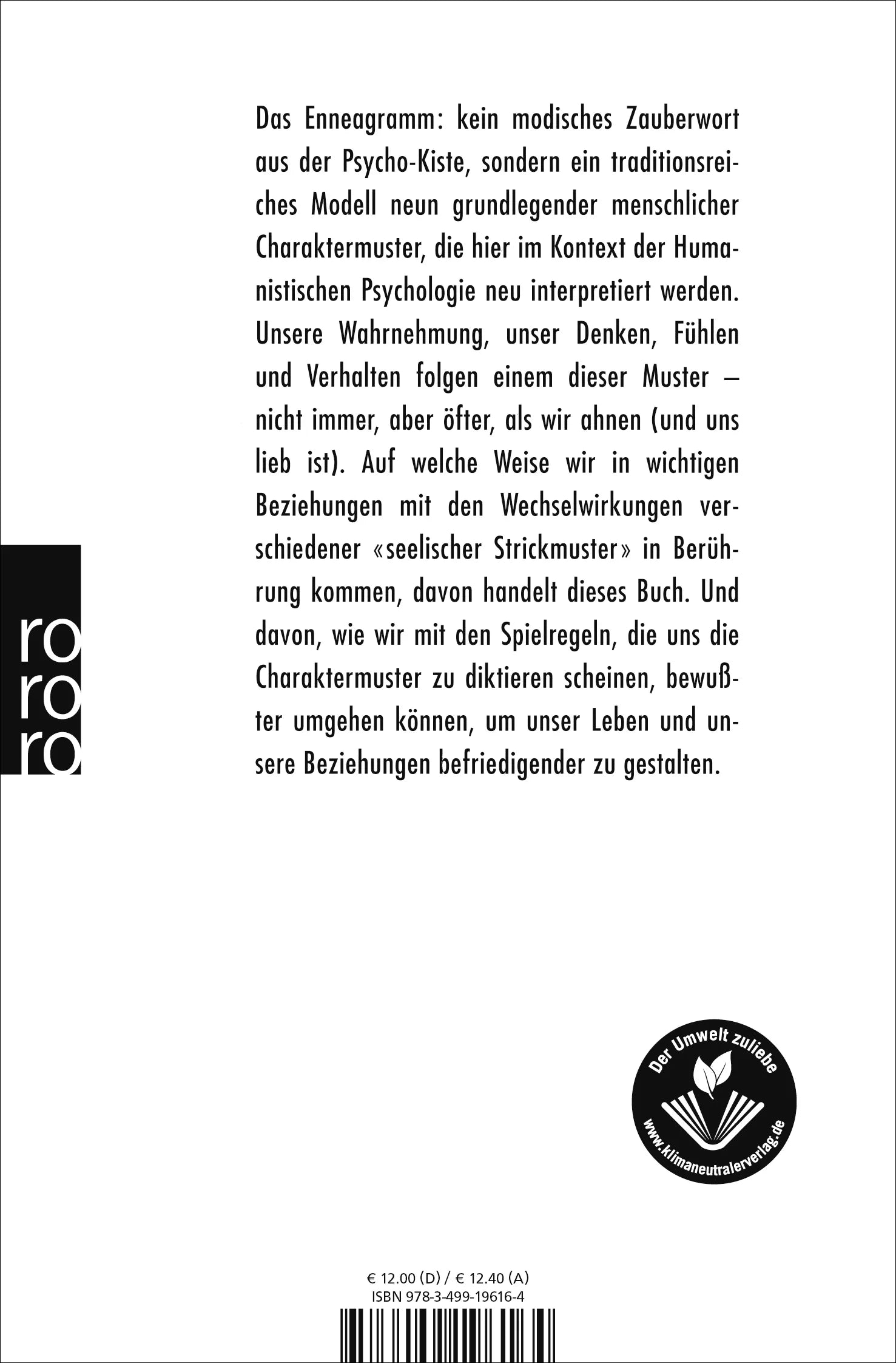 Buchrückseite von 'Das Enneagramm unserer Beziehungen' mit Klappentext - Taschenbuch