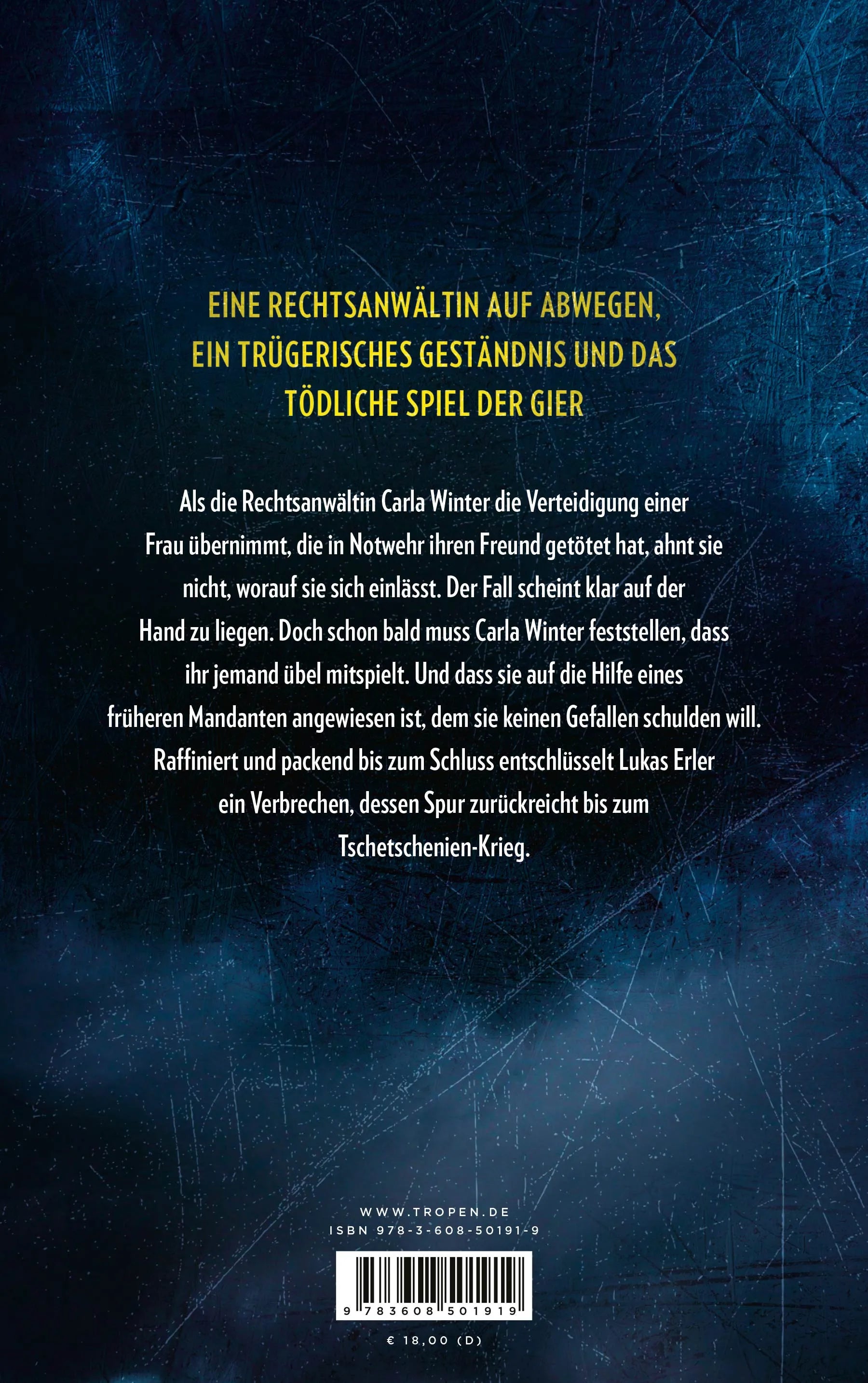 Buchrückseite von 'Das falsche Opfer' mit Klappentext - Paperback