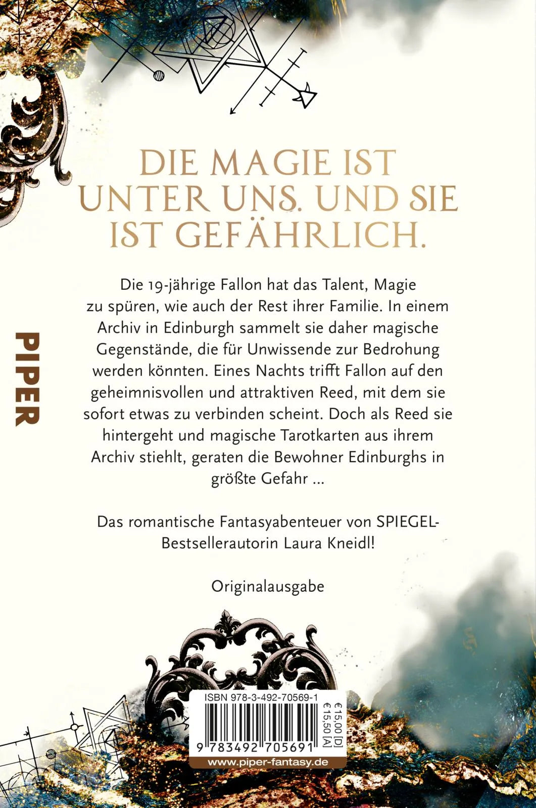 Buchrückseite von 'Das Flüstern der Magie' mit Klappentext - Paperback