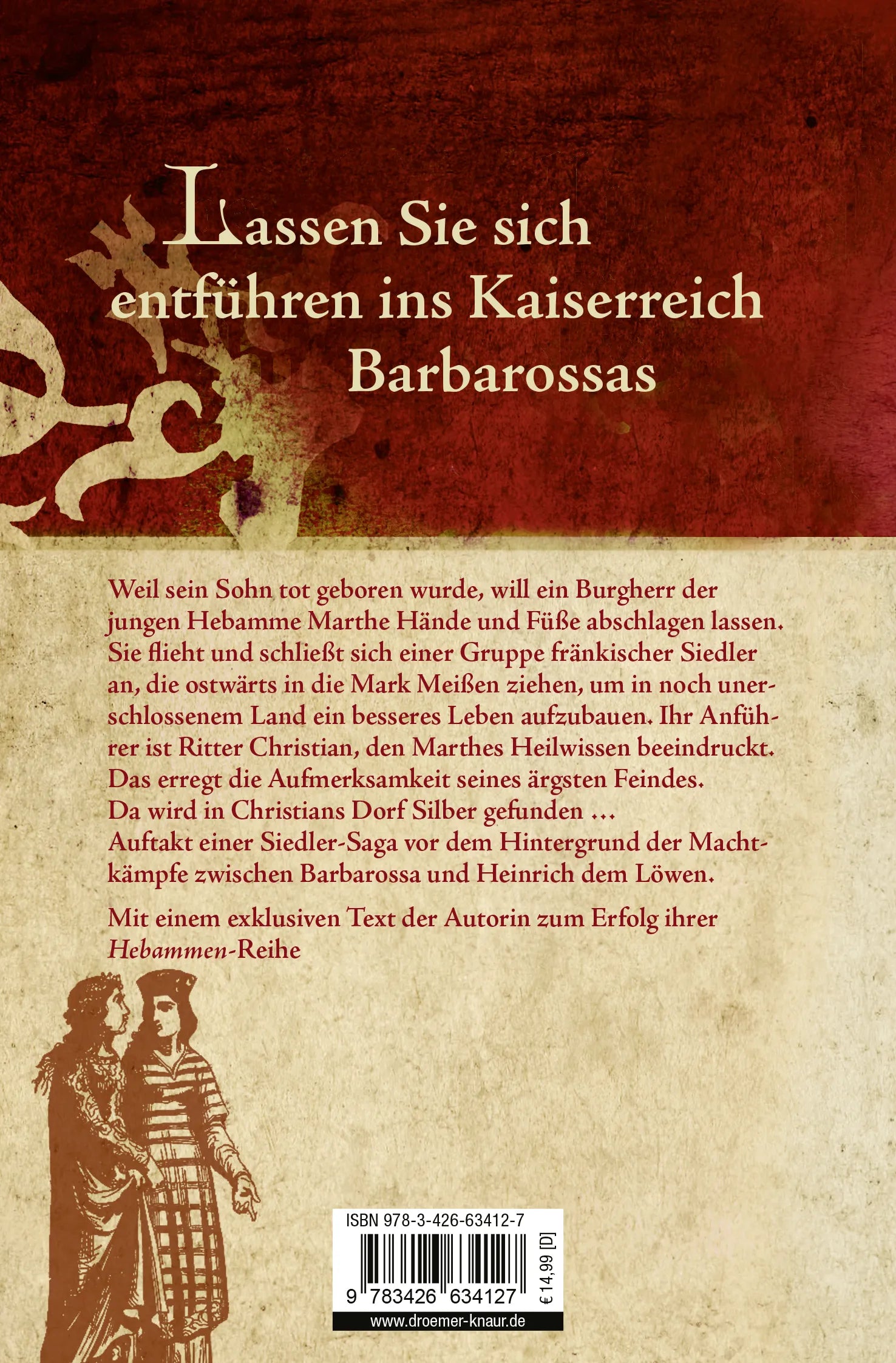 Buchrückseite von 'Das Geheimnis der Hebamme' mit Klappentext - Taschenbuch