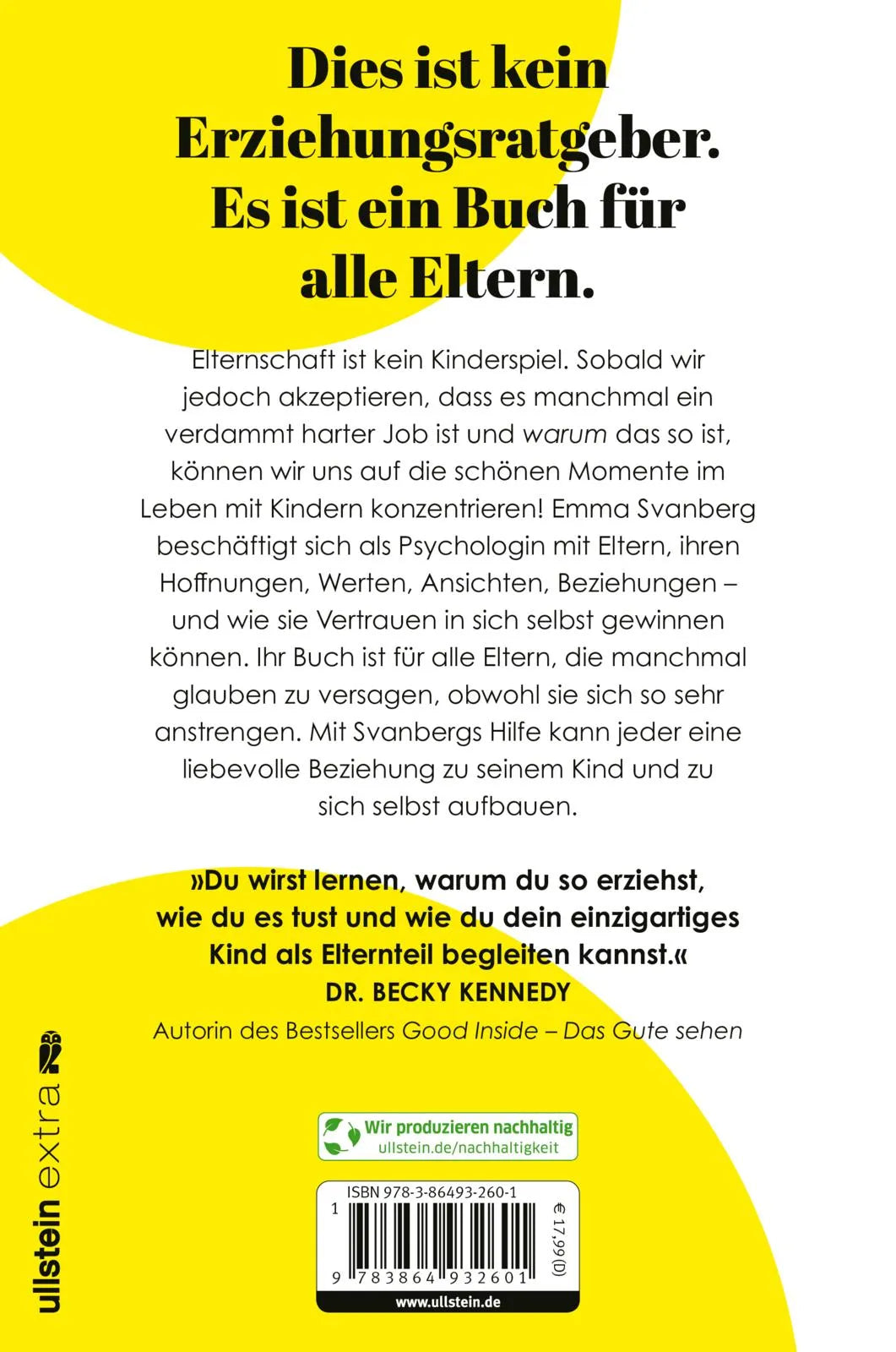 Buchrückseite von 'Das Geheimnis entspannter Eltern' mit Klappentext - Paperback