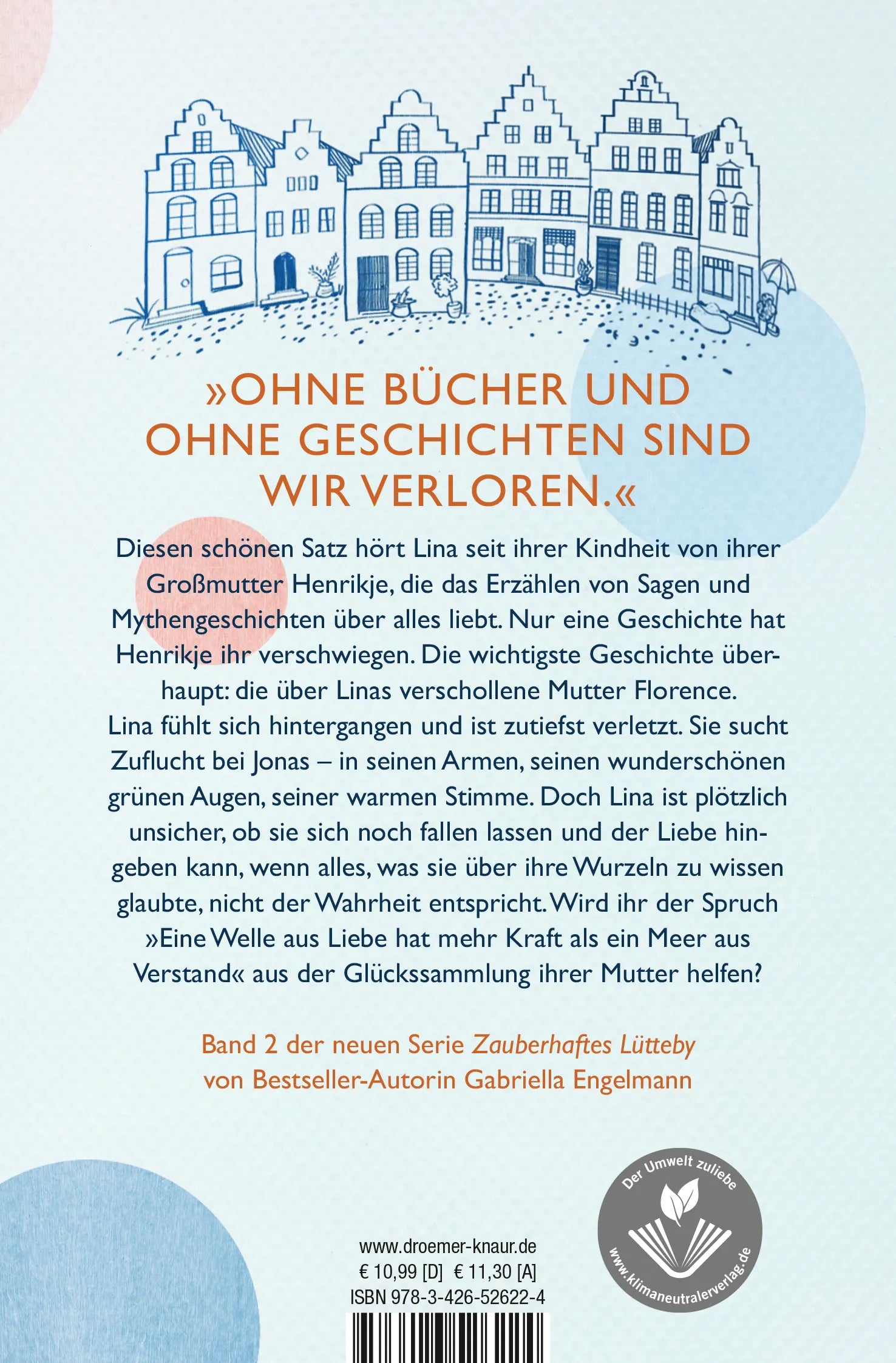 Buchrückseite von 'Das Glück kommt in Wellen' mit Klappentext - Taschenbuch