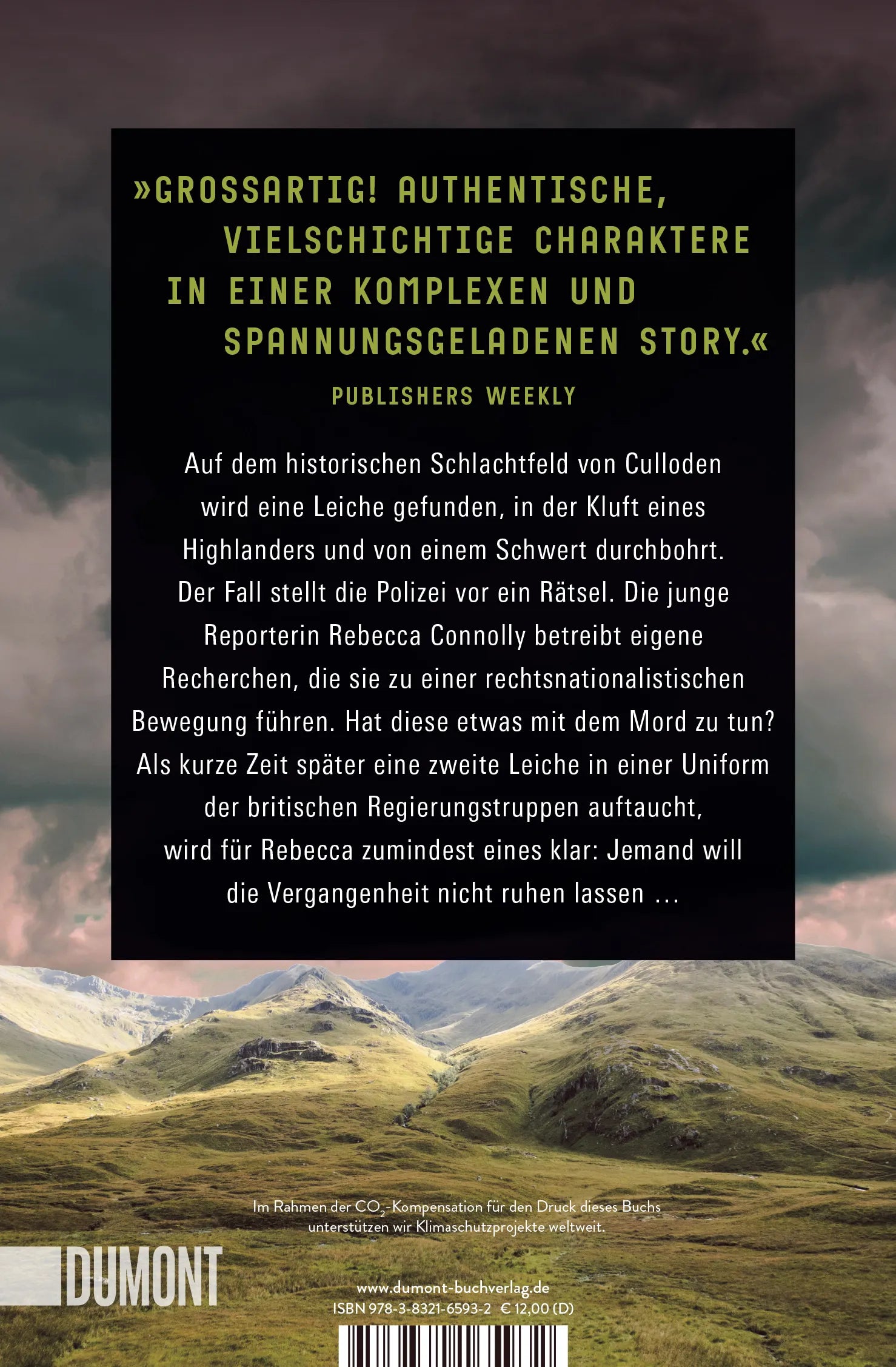 Buchrückseite von 'Das Grab in den Highlands' mit Klappentext - Taschenbuch