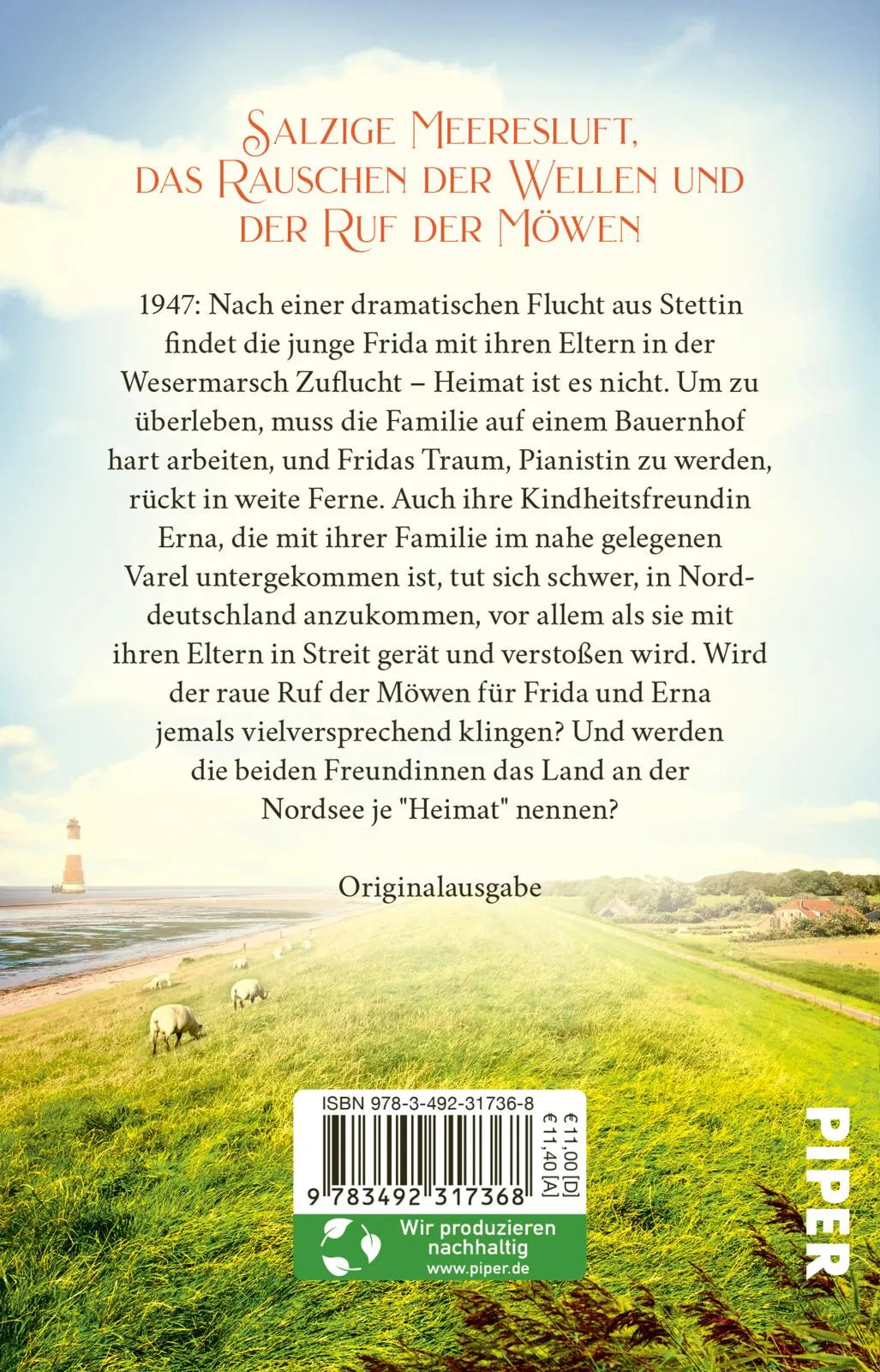 Buchrückseite von 'Das Haus am Deich – Fremde Ufer' mit Klappentext - Taschenbuch