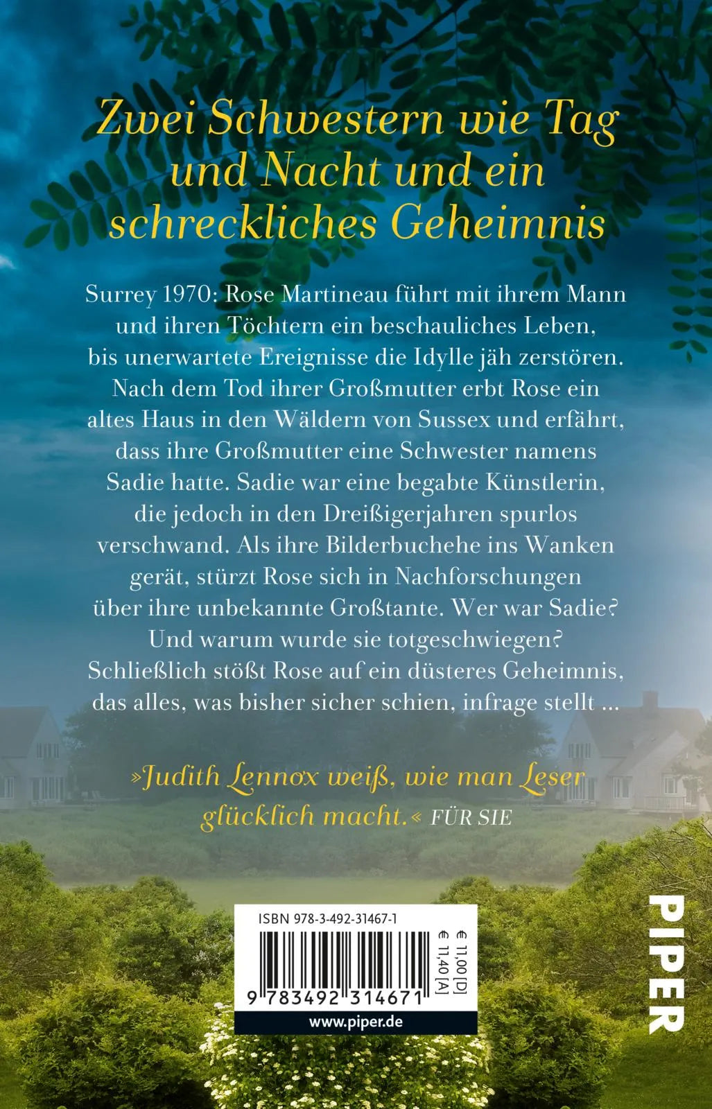 Buchrückseite von 'Das Haus der Malerin' mit Klappentext - Taschenbuch