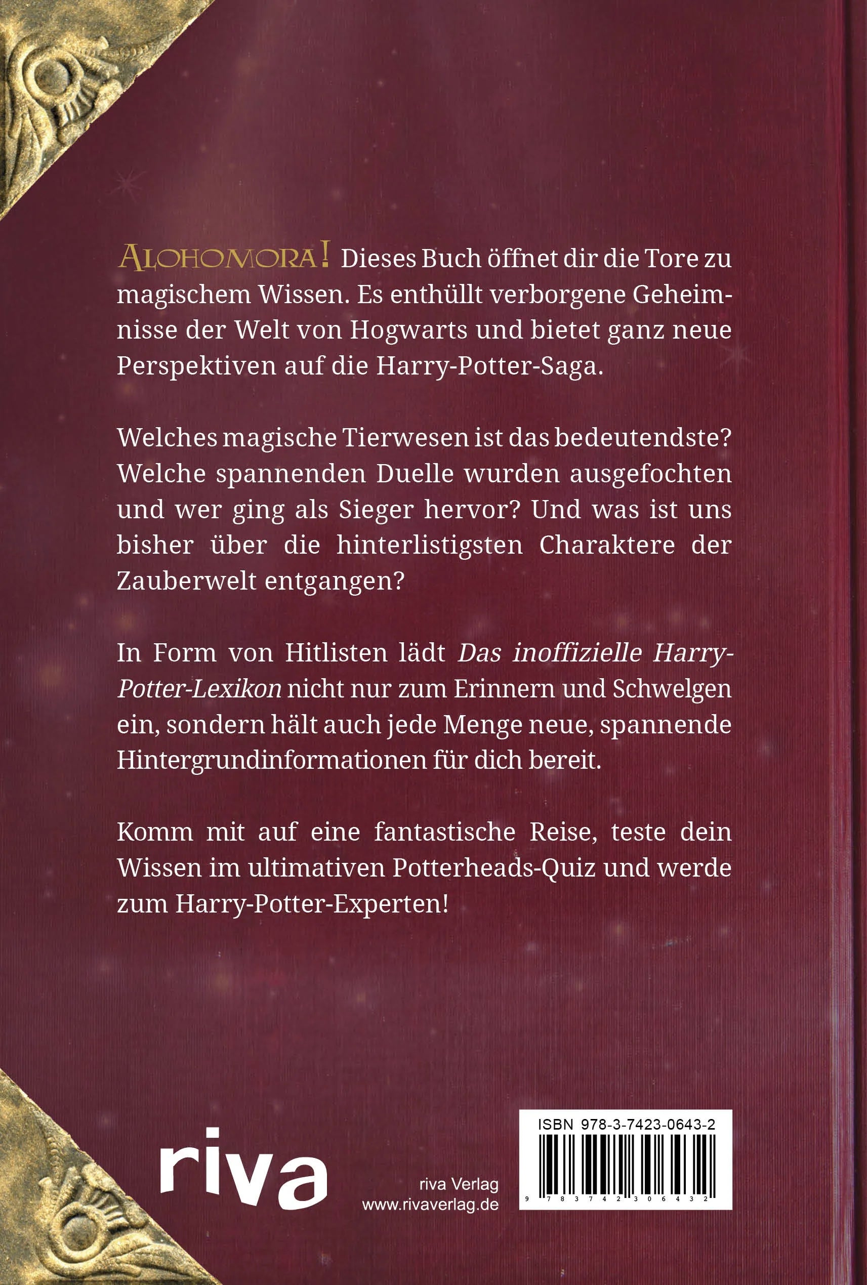 Buchrückseite von 'Das inoffizielle Harry-Potter-Lexikon' mit Klappentext - Taschenbuch