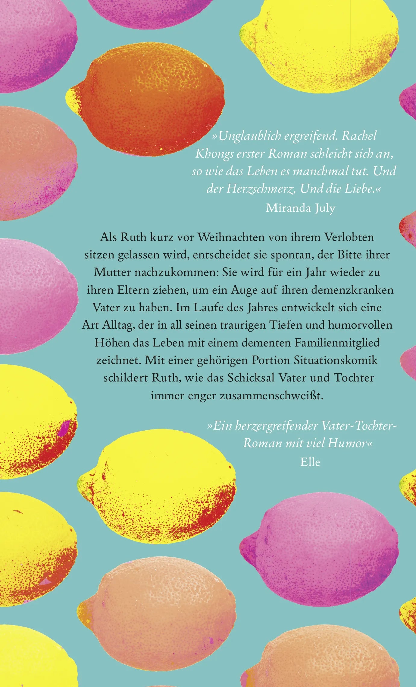 Buchrückseite von 'Das Jahr, in dem Dad ein Steak bügelte' mit Klappentext - Gebundene Ausgabe