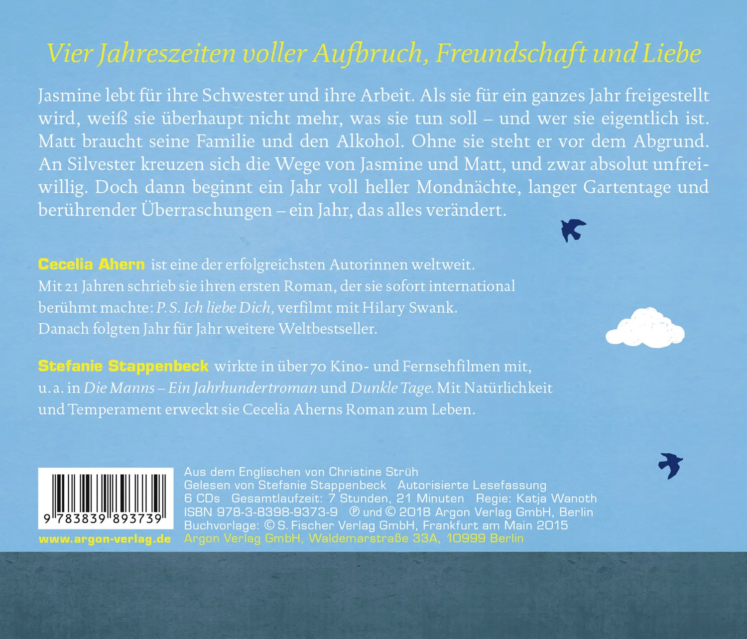 Buchrückseite von 'Das Jahr, in dem ich dich traf' mit Klappentext - Hörbuch (CD)