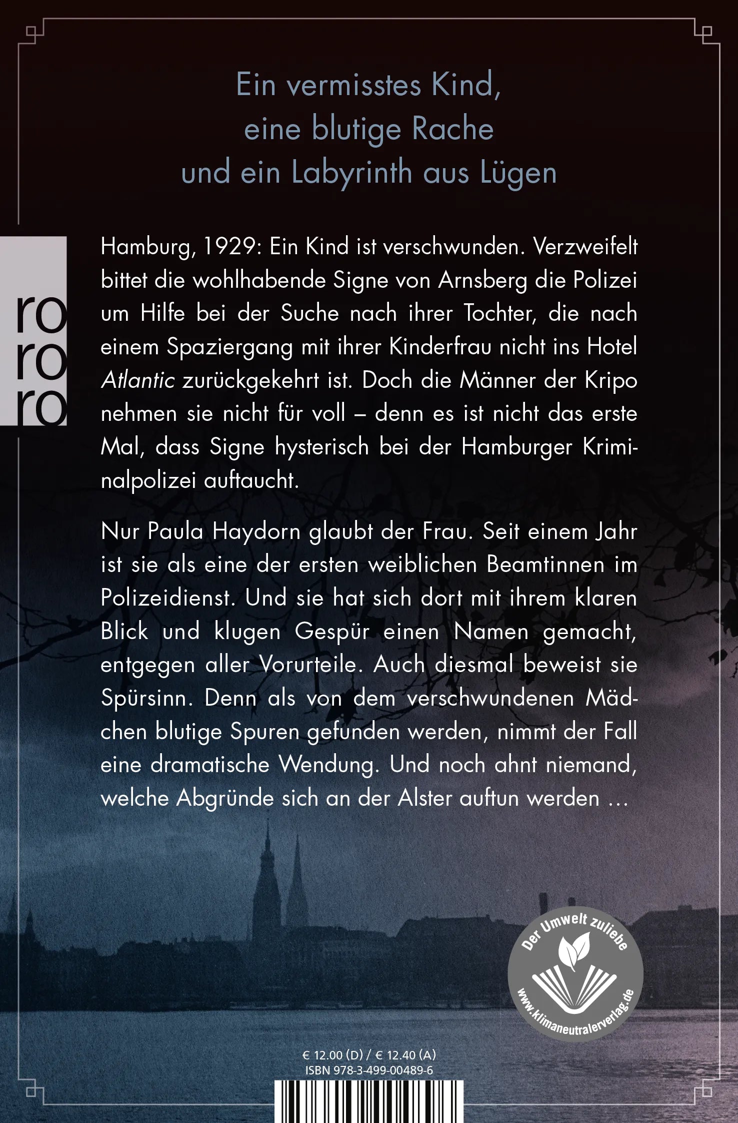 Buchrückseite von 'Das Kind der Lügen' mit Klappentext - Taschenbuch