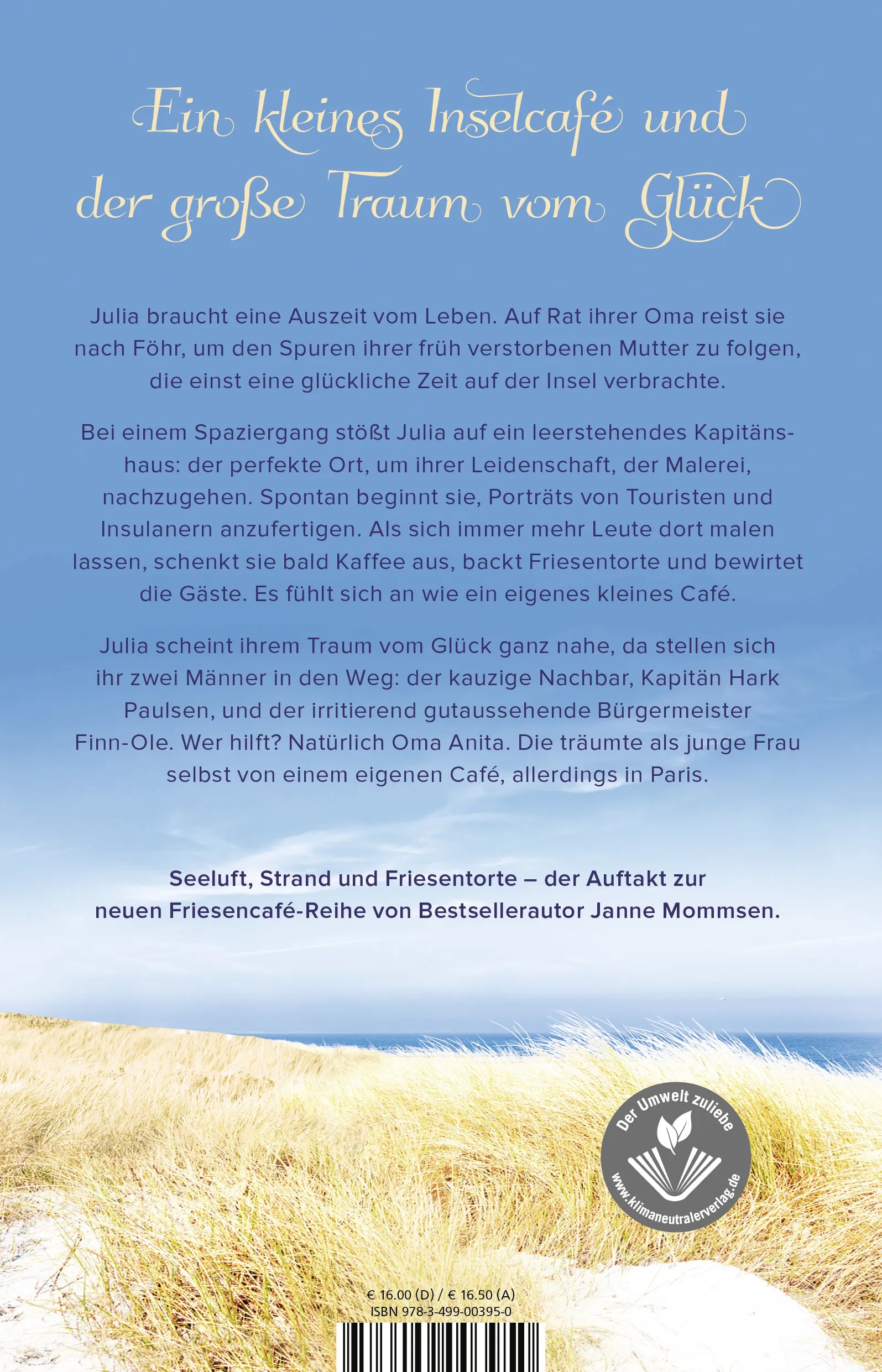 Buchrückseite von 'Das kleine Friesencafé' mit Klappentext - Paperback