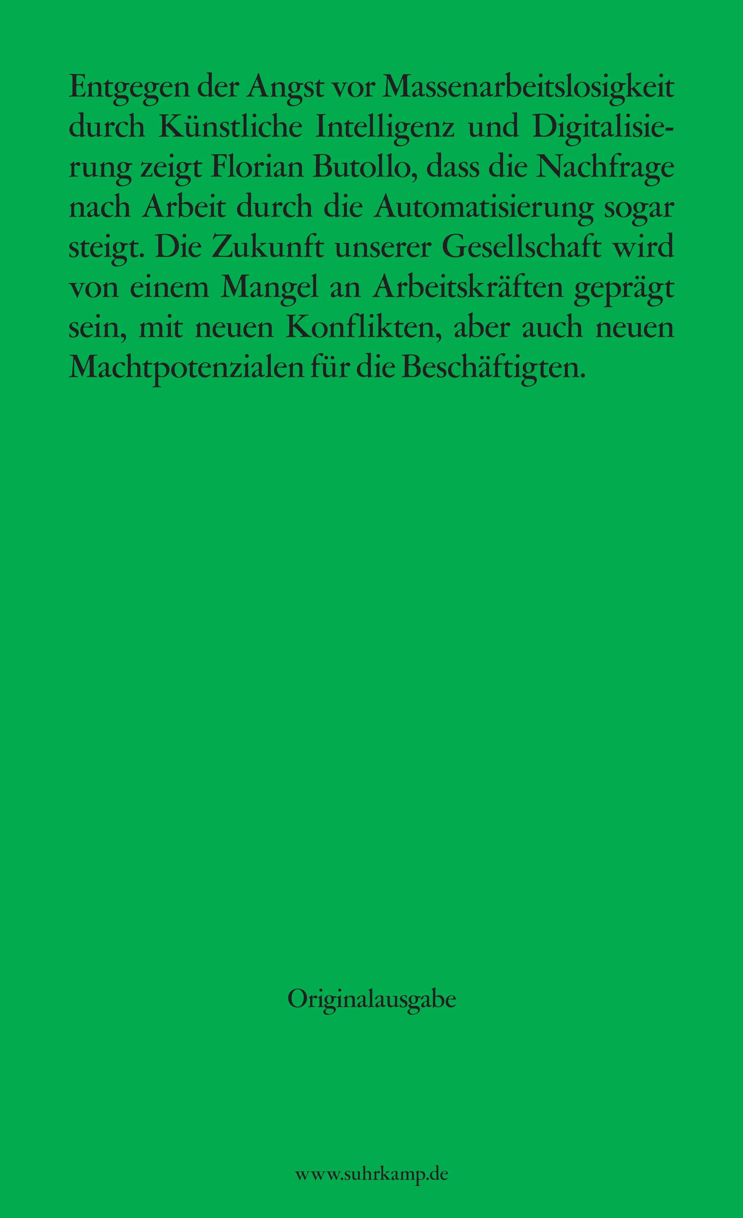 Rückseite: Das knappe Gut Arbeit (Taschenbuch)