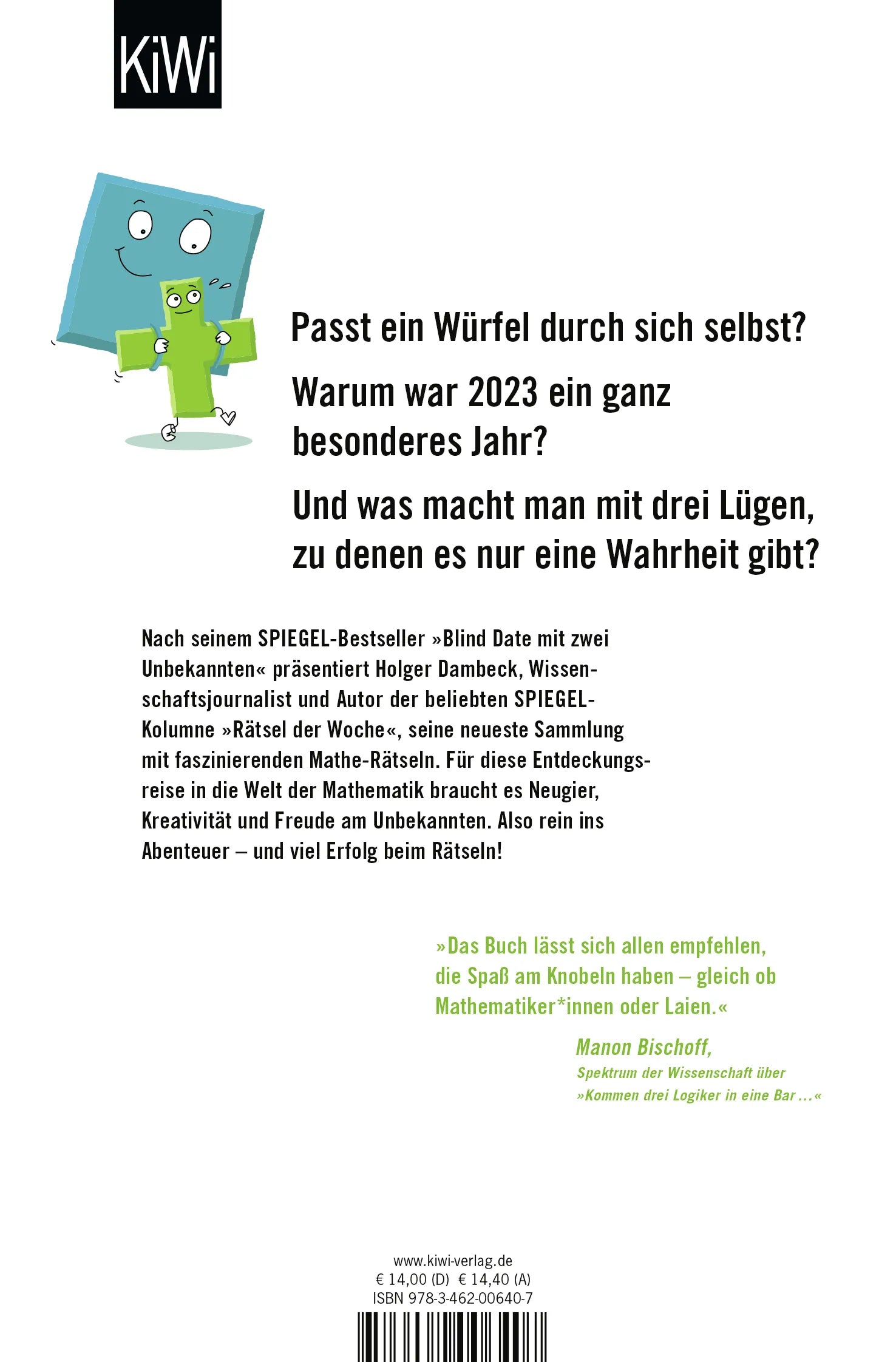 Buchrückseite von 'Das Kreuz mit dem Quadrat' mit Klappentext - Taschenbuch