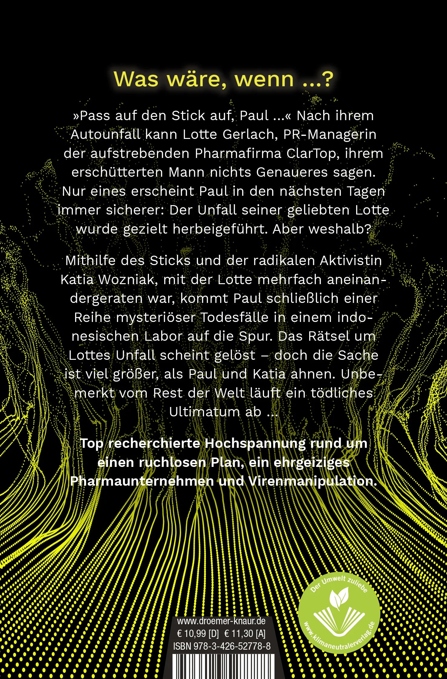 Buchrückseite von 'Das Labor' mit Klappentext - Taschenbuch