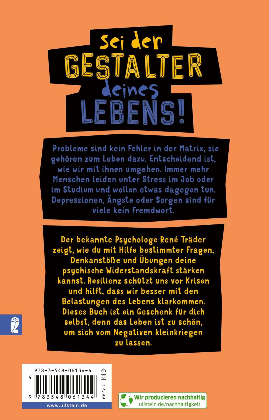 Buchrückseite von 'Das Leben so: nein! Ich so: doch!' mit Klappentext - Taschenbuch
