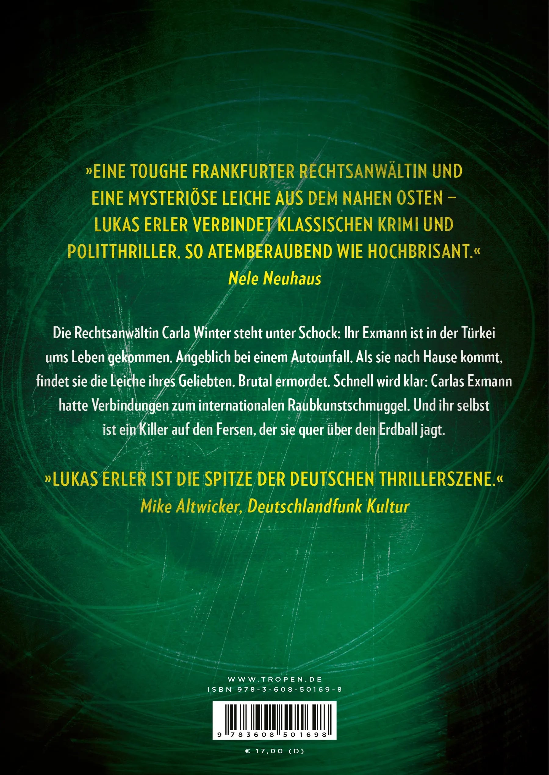 Buchrückseite von 'Das letzte Grab' mit Klappentext - Paperback