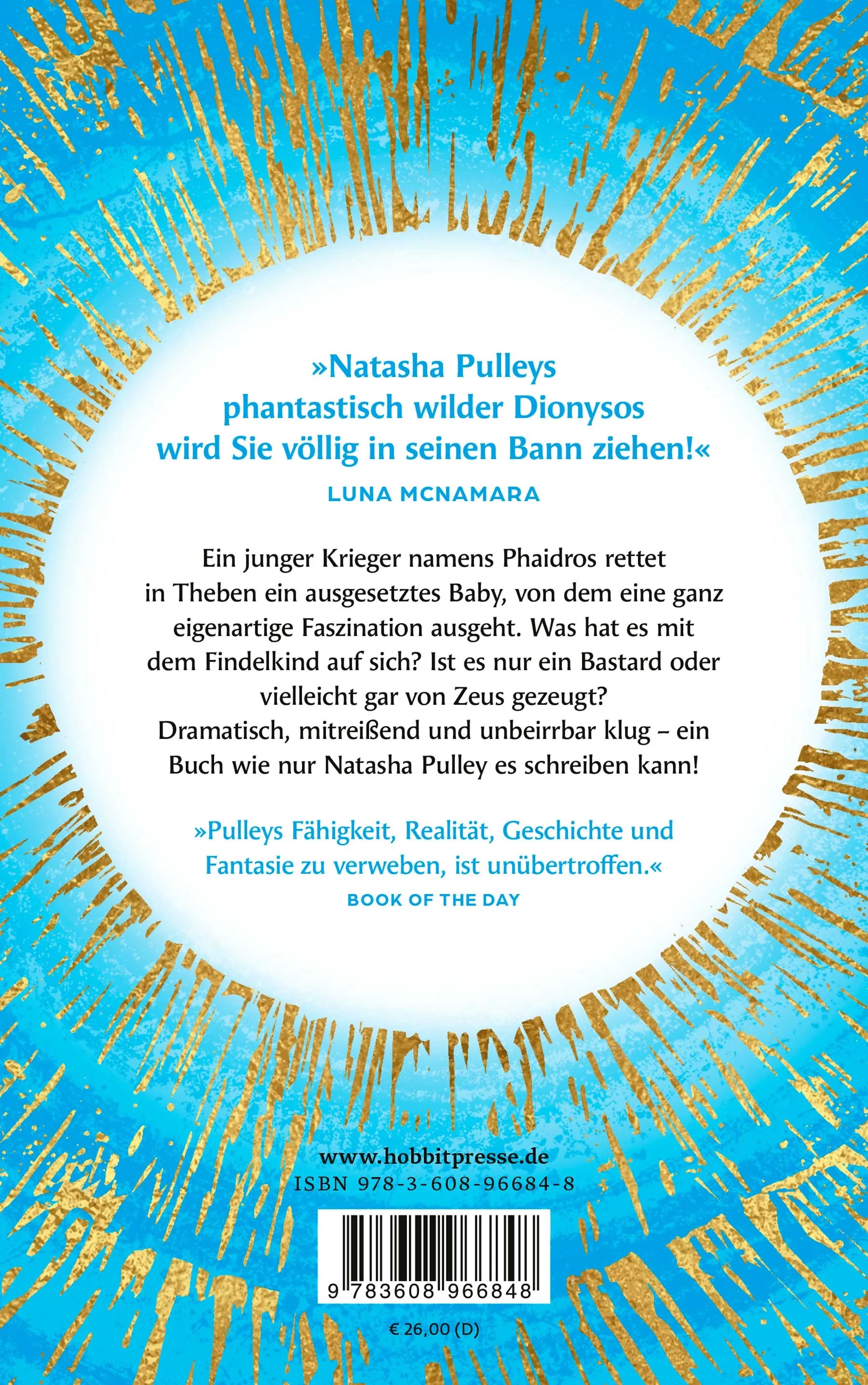 Buchrückseite von 'Das Lied des Dionysos' mit Klappentext - Gebundene Ausgabe