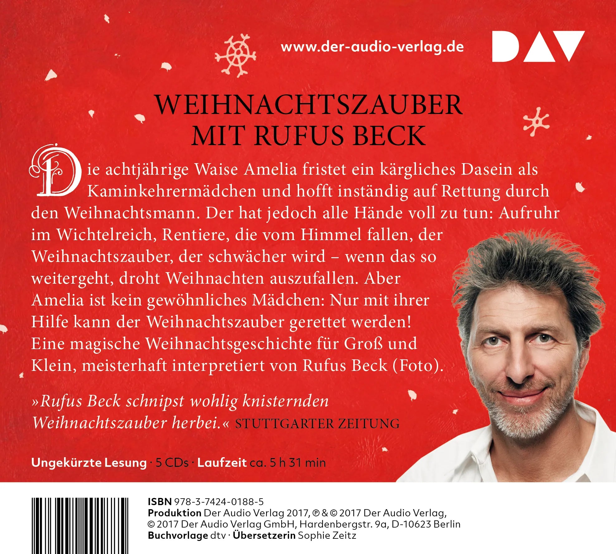 Buchrückseite von 'Das Mädchen, das Weihnachten rettete' mit Klappentext - Hörbuch (CD)