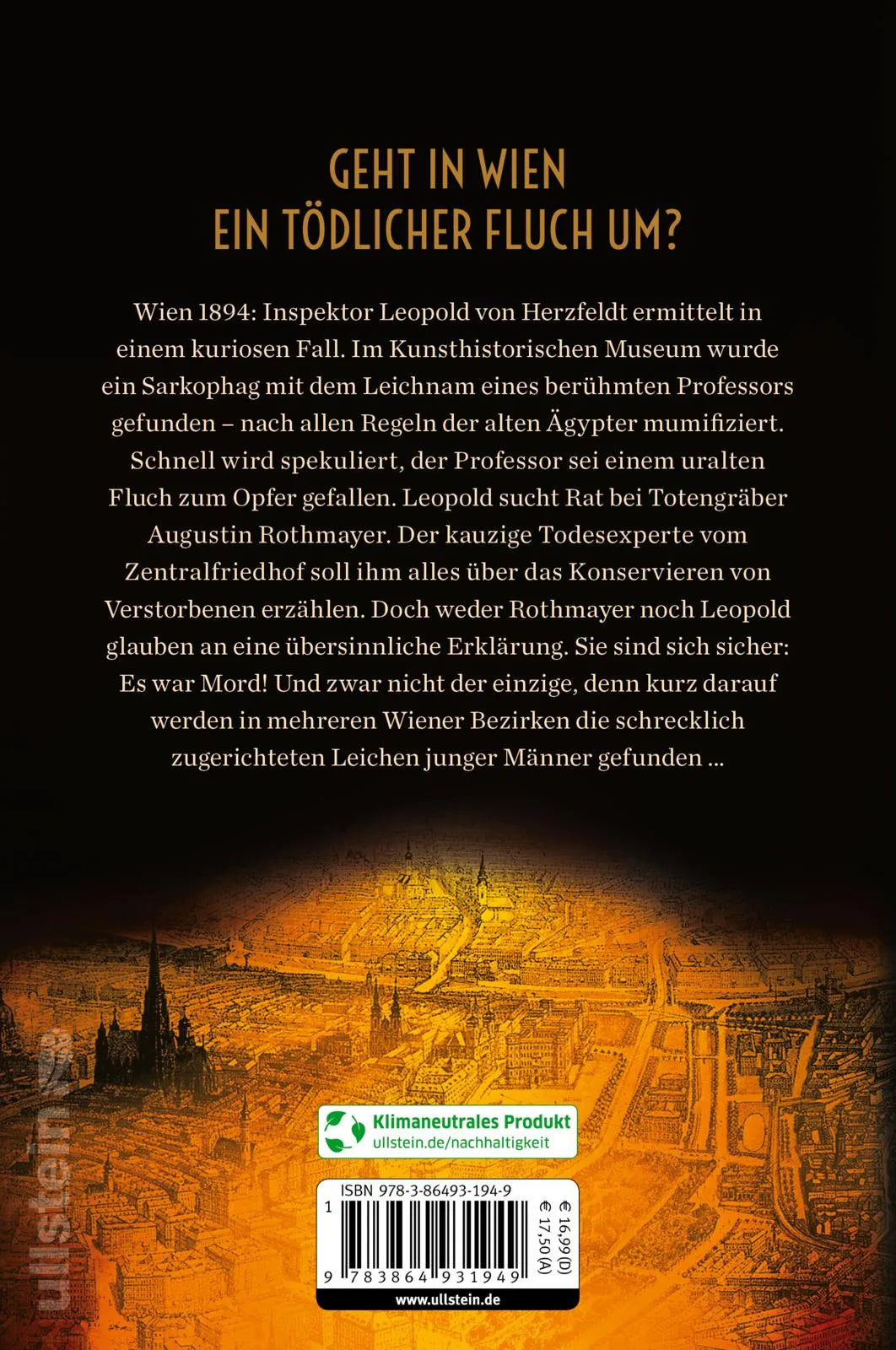 Buchrückseite von 'Das Mädchen und der Totengräber' mit Klappentext - Paperback