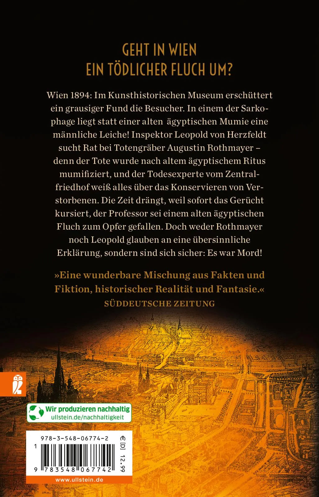 Buchrückseite von 'Das Mädchen und der Totengräber' mit Klappentext - Taschenbuch