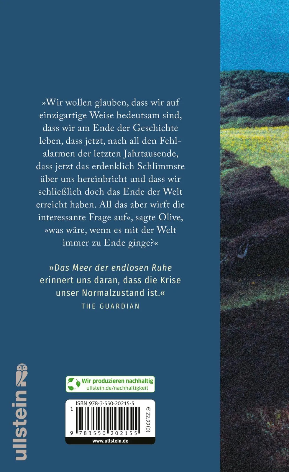 Buchrückseite von 'Das Meer der endlosen Ruhe' mit Klappentext - Gebundene Ausgabe