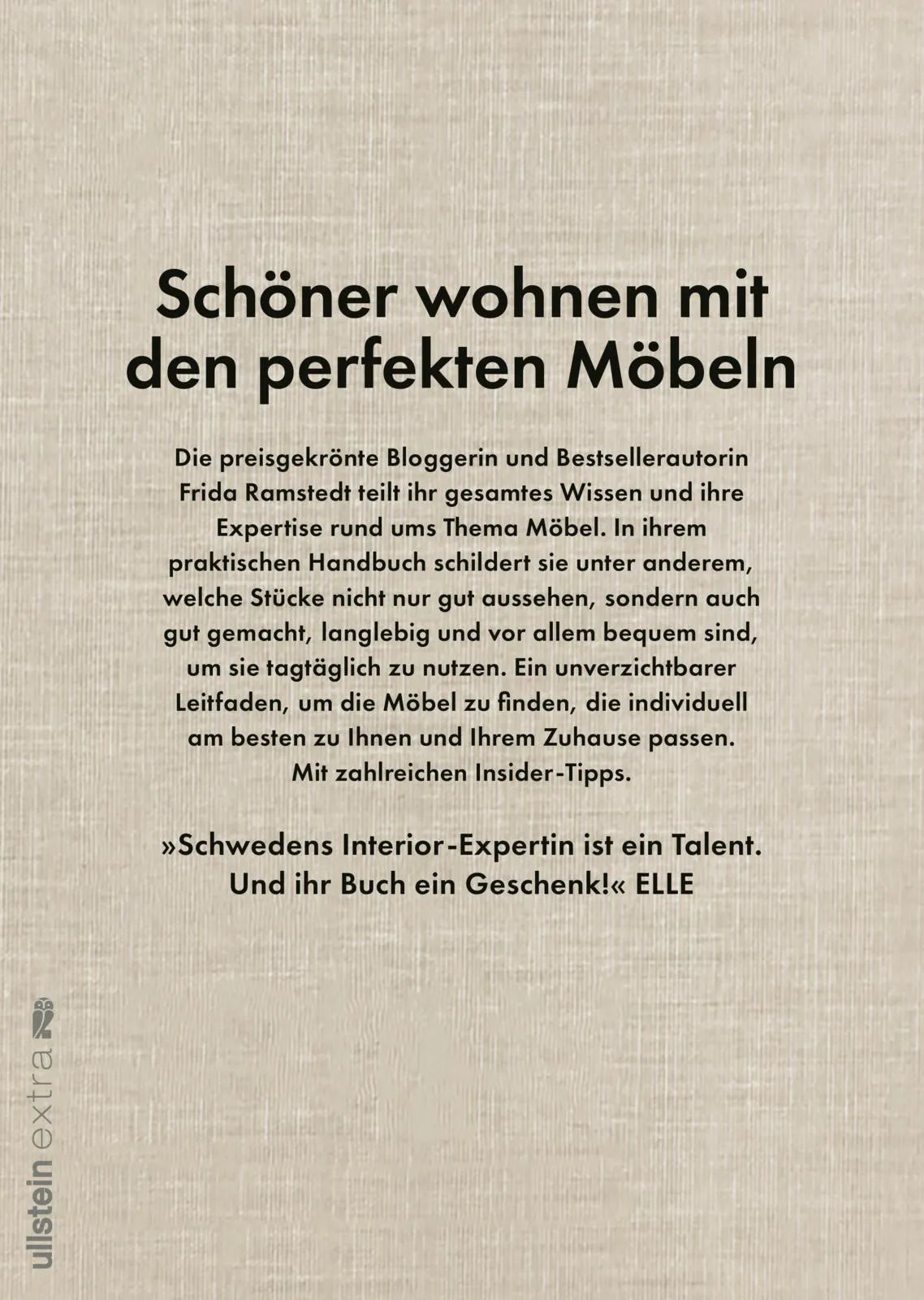 Buchrückseite von 'Das Möbel-Handbuch' mit Klappentext - Paperback