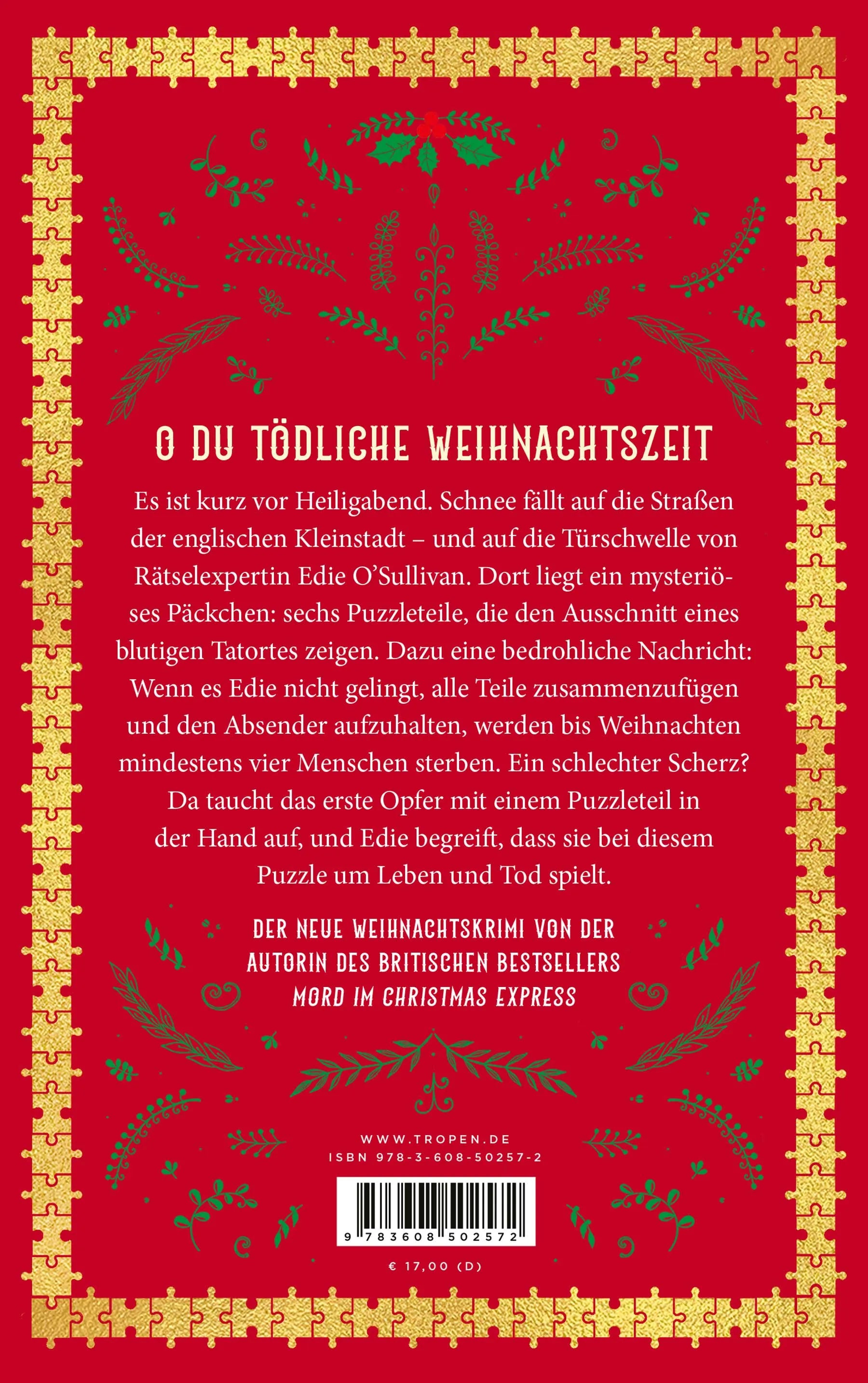 Buchrückseite von 'Das mörderische Christmas Puzzle' mit Klappentext - Paperback