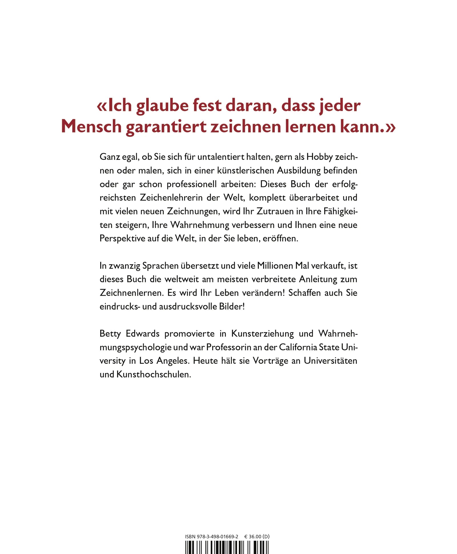 Buchrückseite von 'Das neue Garantiert zeichnen lernen' mit Klappentext - Taschenbuch