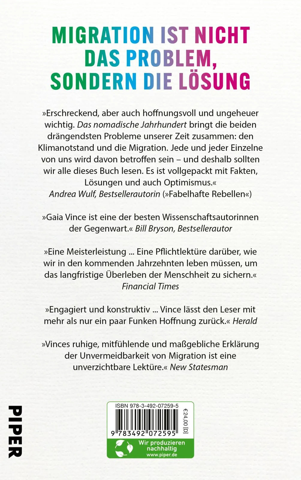 Buchrückseite von 'Das nomadische Jahrhundert' mit Klappentext - Gebundene Ausgabe