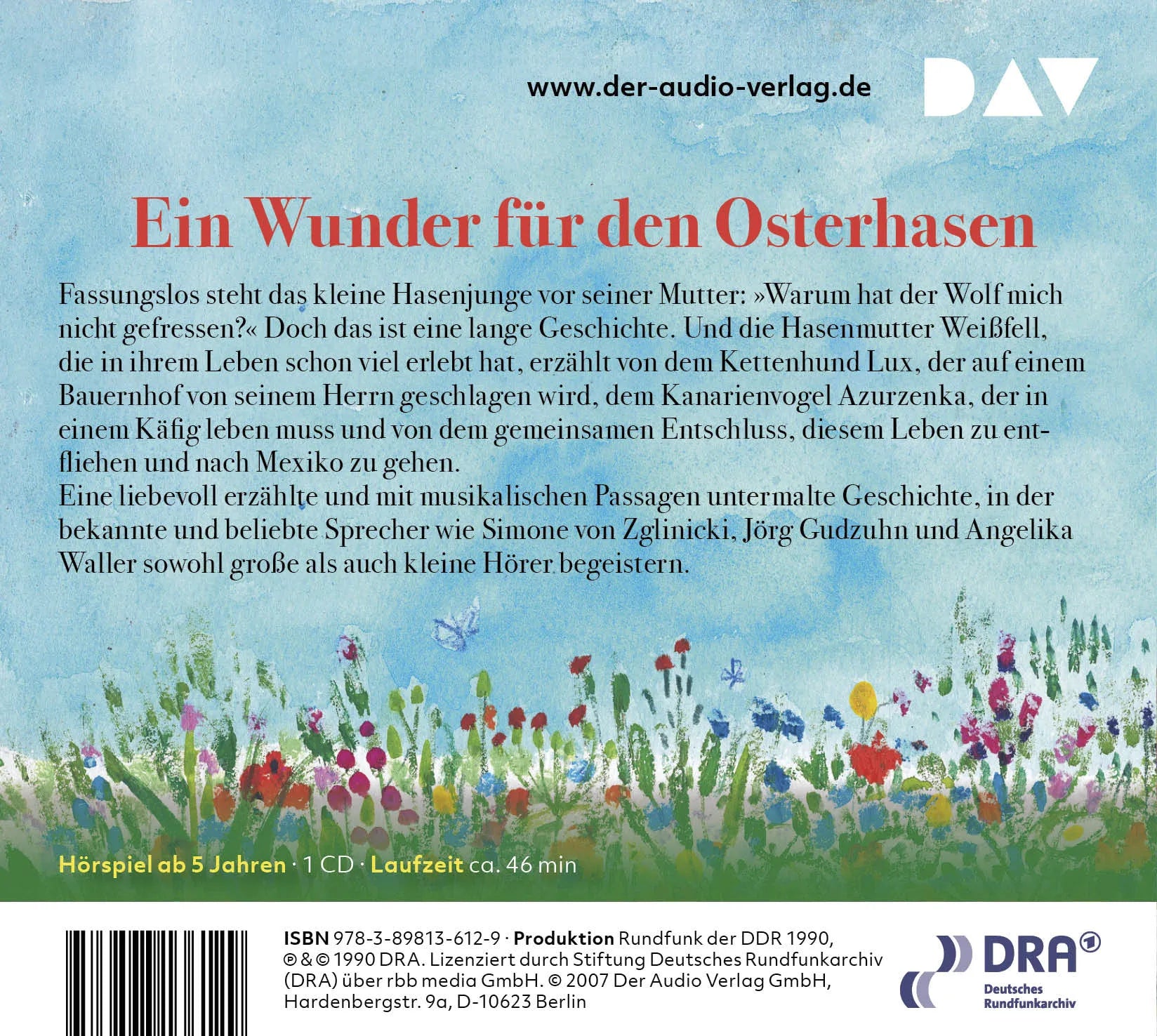 Buchrückseite von 'Das Osterhasenfell oder Eine lange Geschichte' mit Klappentext - Hörbuch (CD)