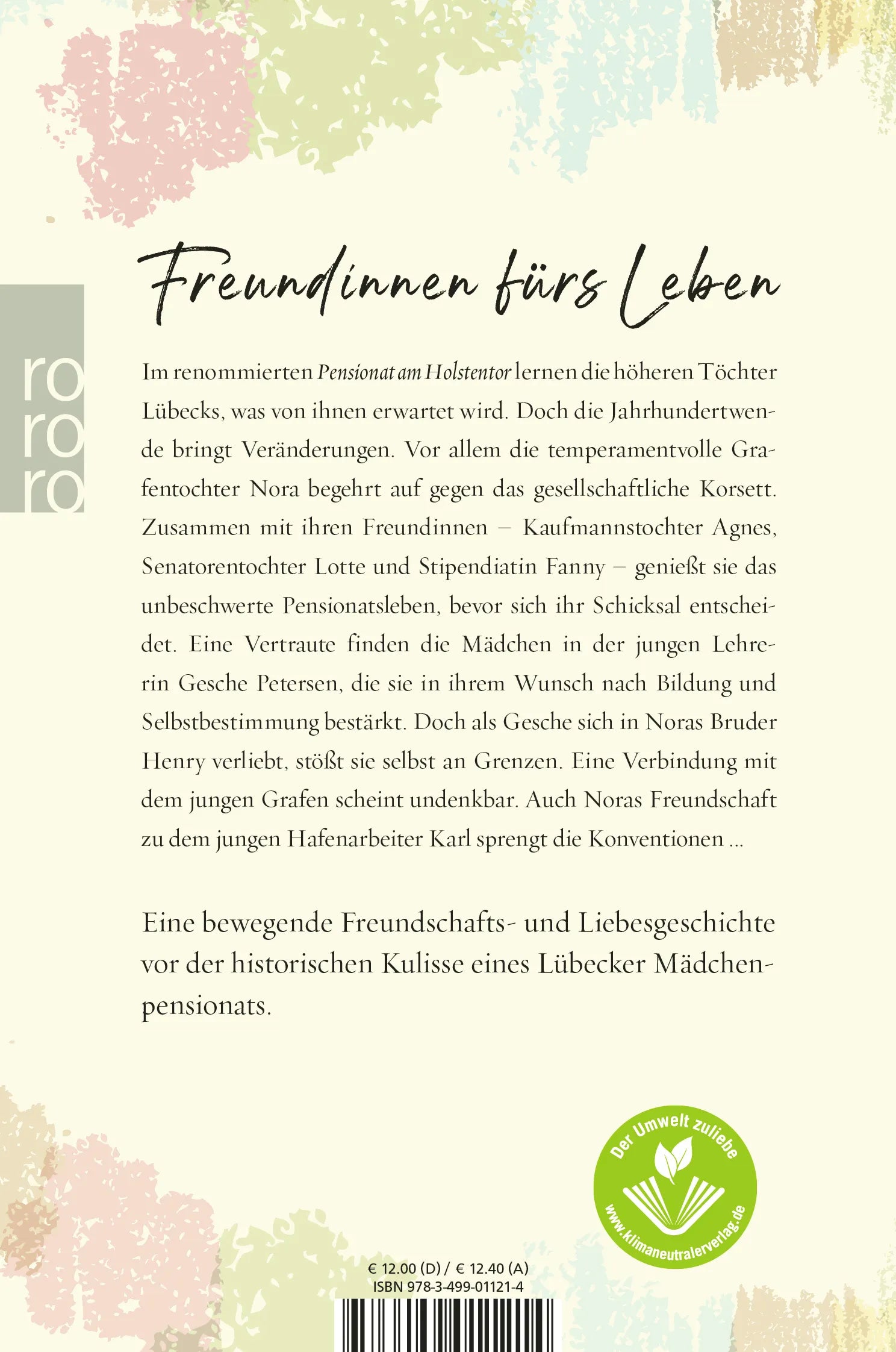 Buchrückseite von 'Das Pensionat am Holstentor: Frühlingstöchter' mit Klappentext - Taschenbuch