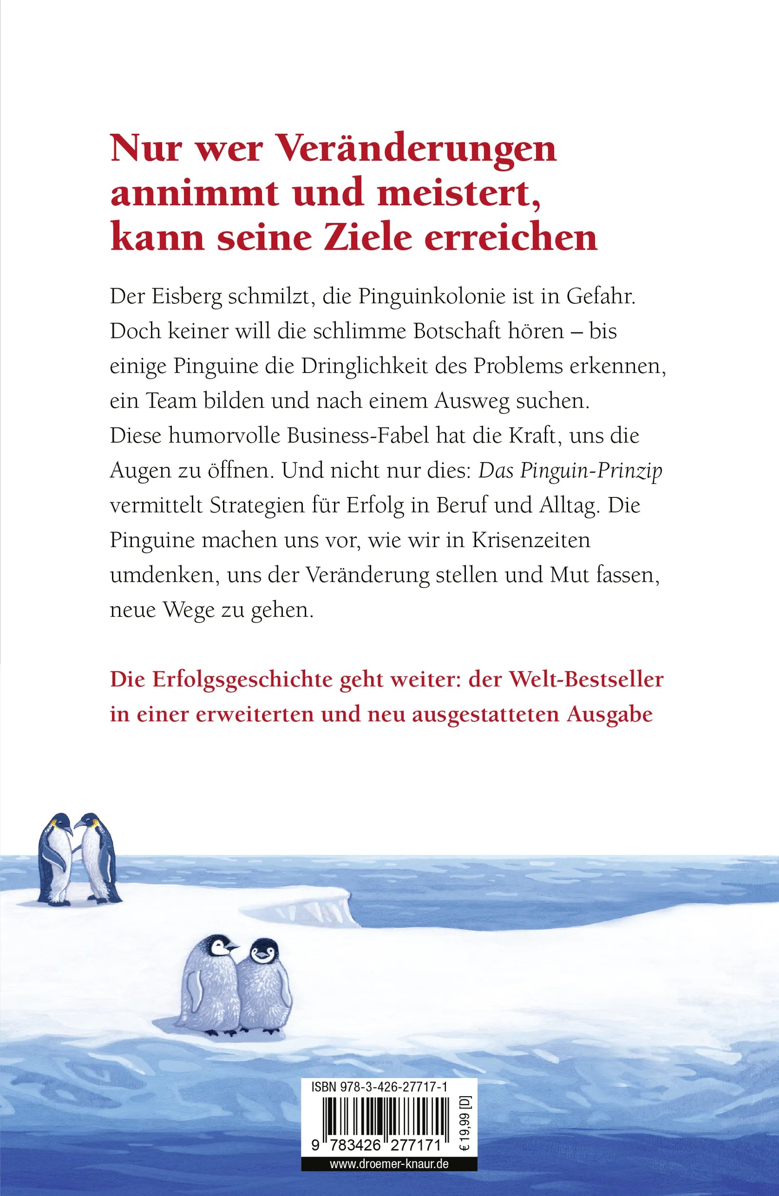 Buchrückseite von 'Das Pinguin-Prinzip' mit Klappentext - Gebundene Ausgabe