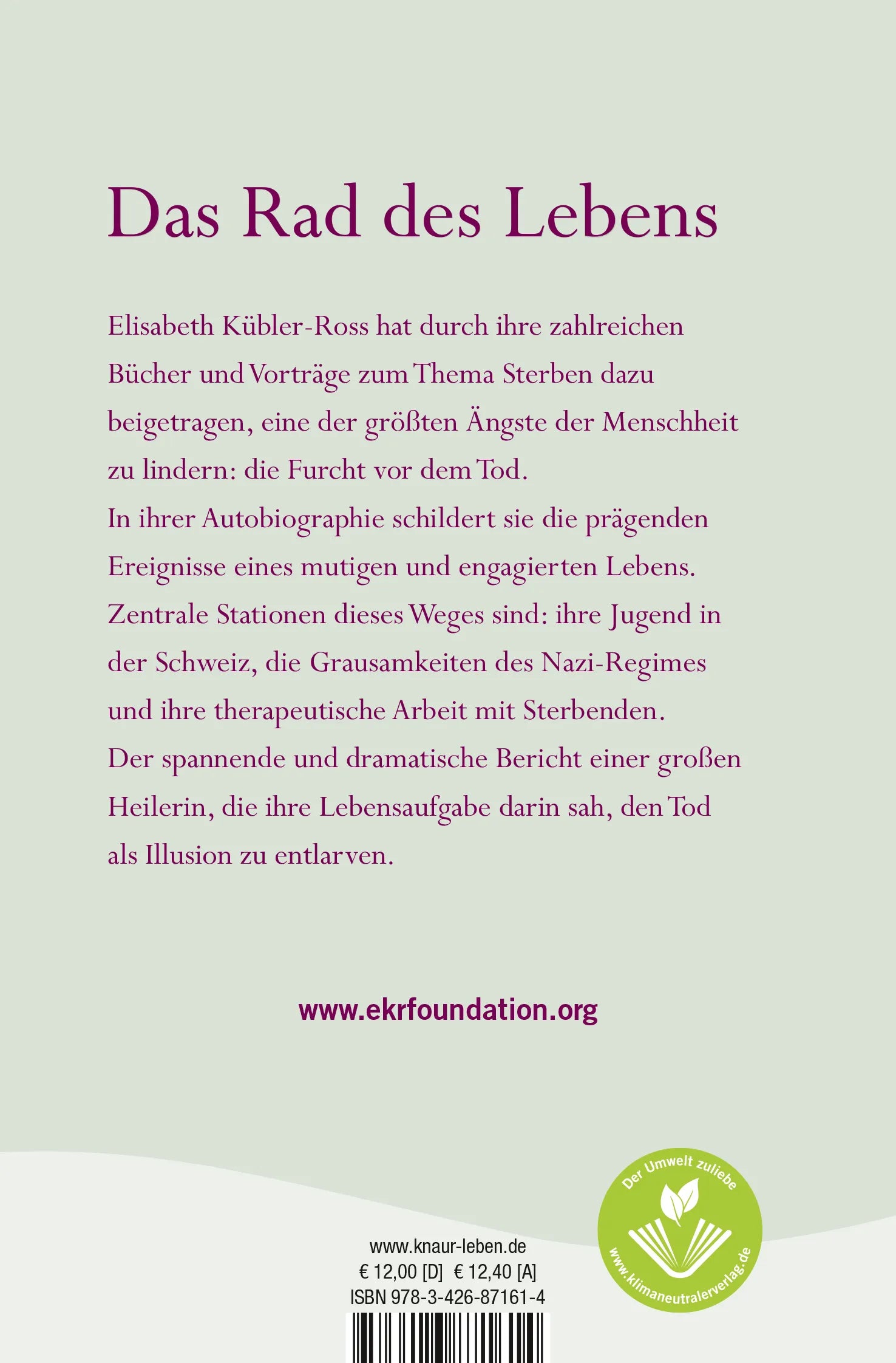 Buchrückseite von 'Das Rad des Lebens' mit Klappentext - Taschenbuch