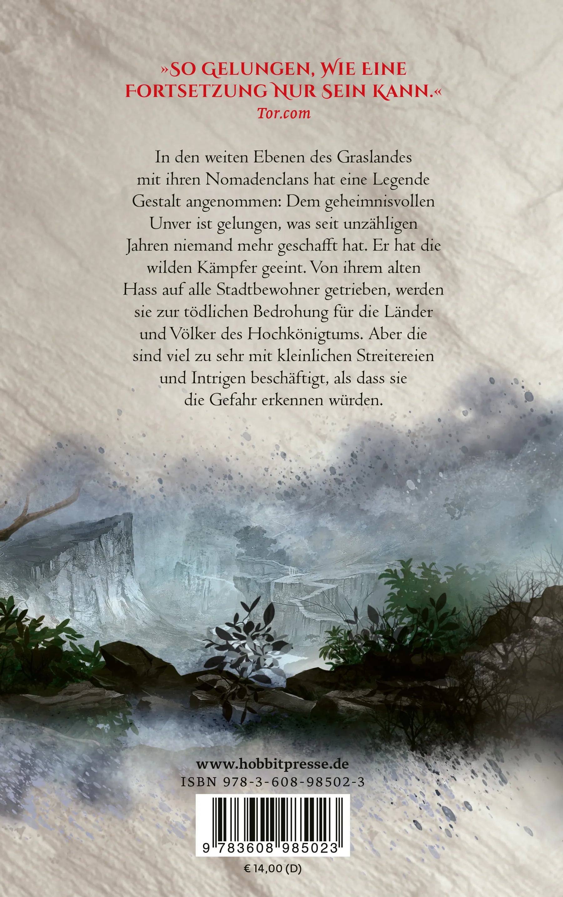 Buchrückseite von 'Das Reich der Grasländer 2' mit Klappentext - Taschenbuch