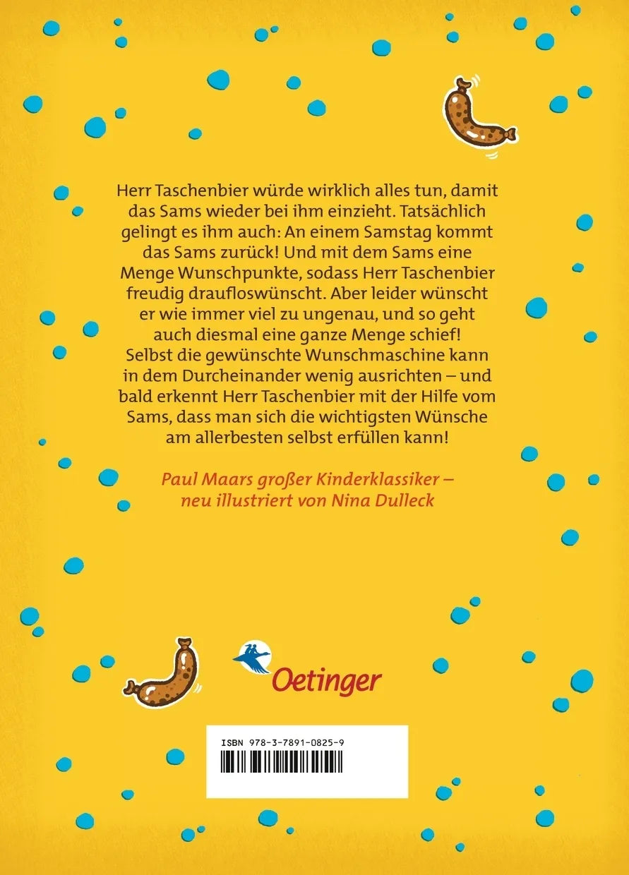 Buchrückseite von 'Das Sams 2. Am Samstag kam das Sams zurück' mit Klappentext - Gebundene Ausgabe